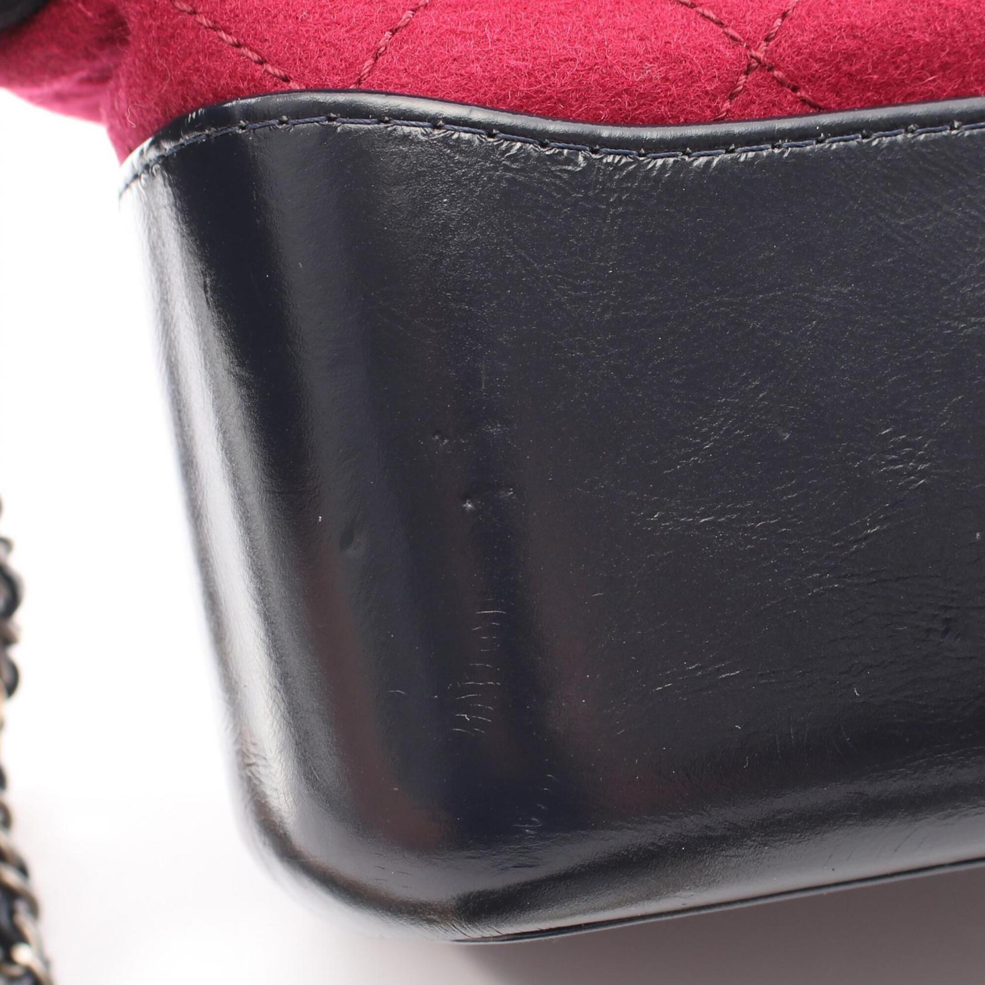 Chanel Navy Purple Red Color Leather Fabric Handbag Shoulder Bag (Pre-Owned)