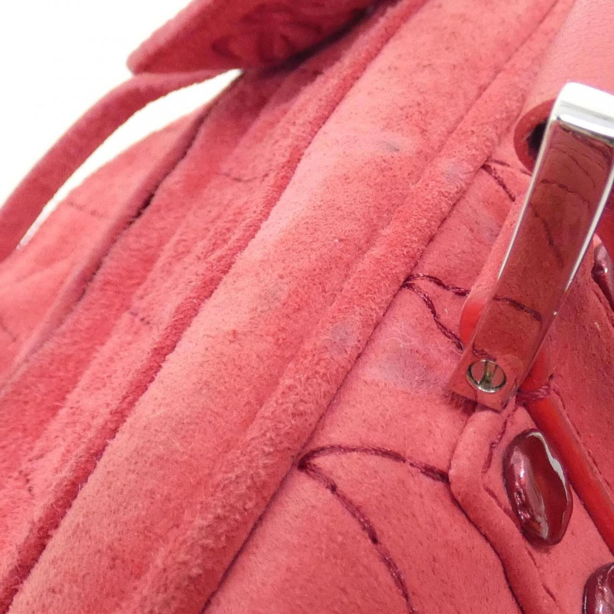 Loewe Red Color White Suede Handbag (Pre-Owned)