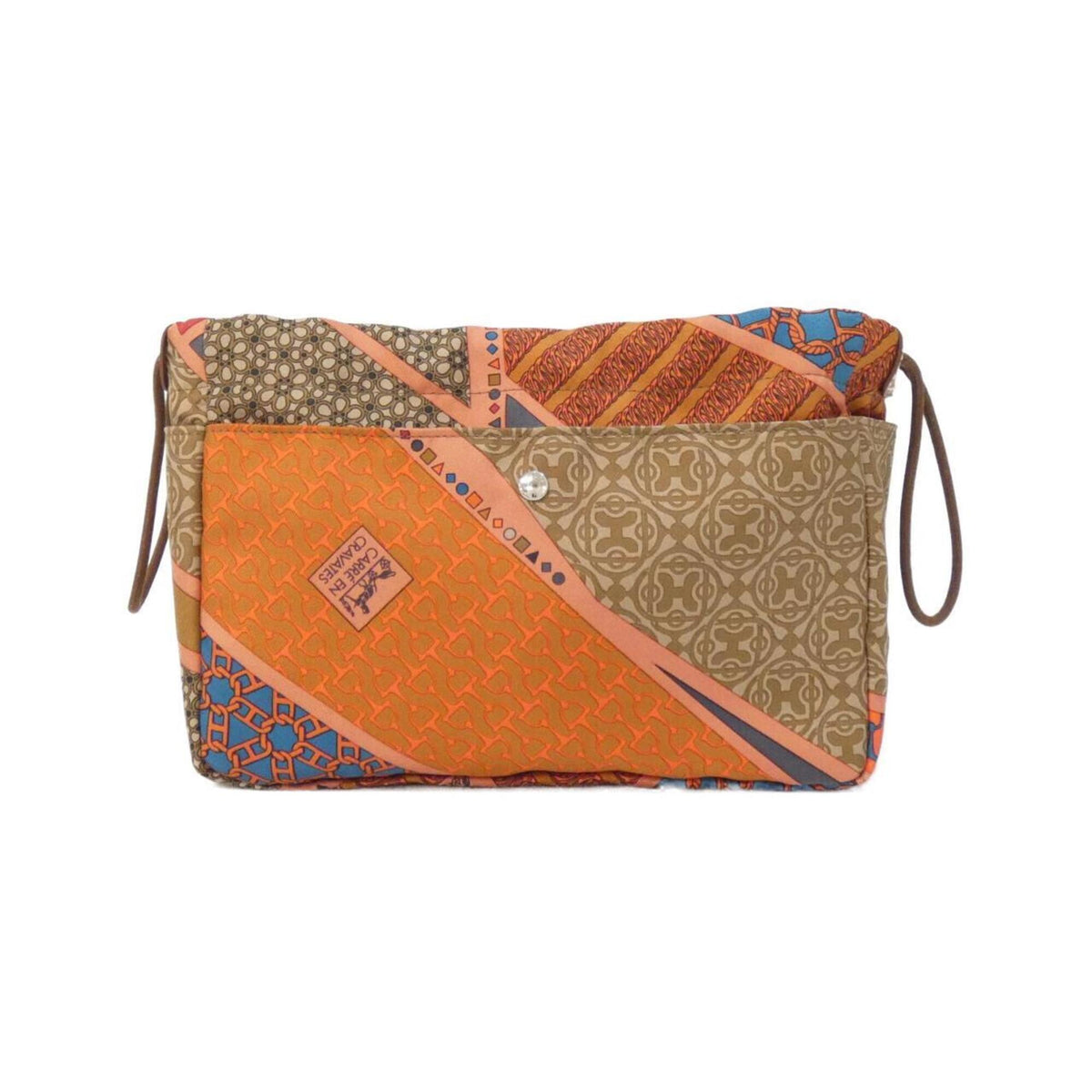 Hermes Fauve Feu Silk Barenia Leather Handbag Pouch (Pre-Owned)