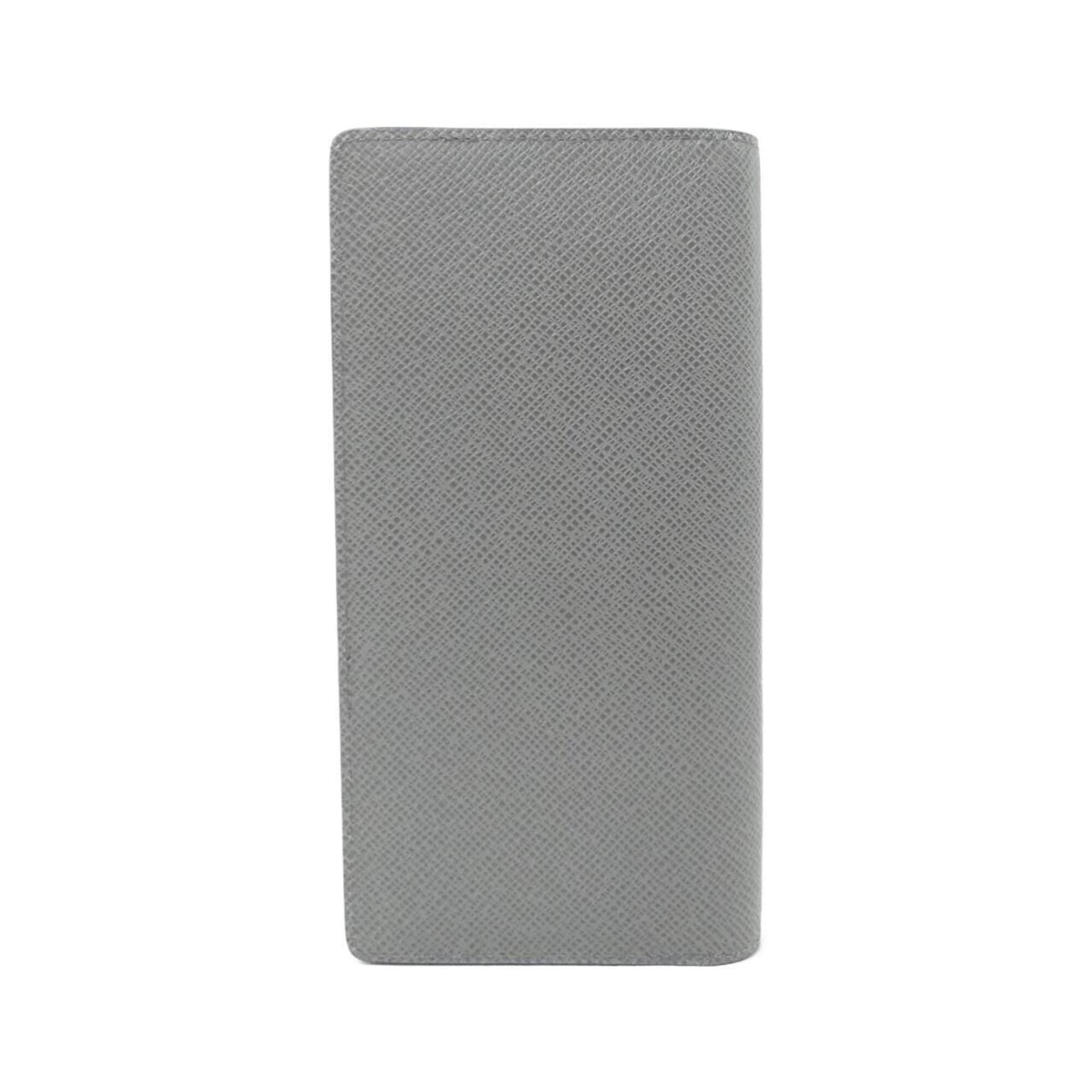 Louis Vuitton Gray Navy Leather Long Wallet (Bi-Fold) (Pre-Owned)