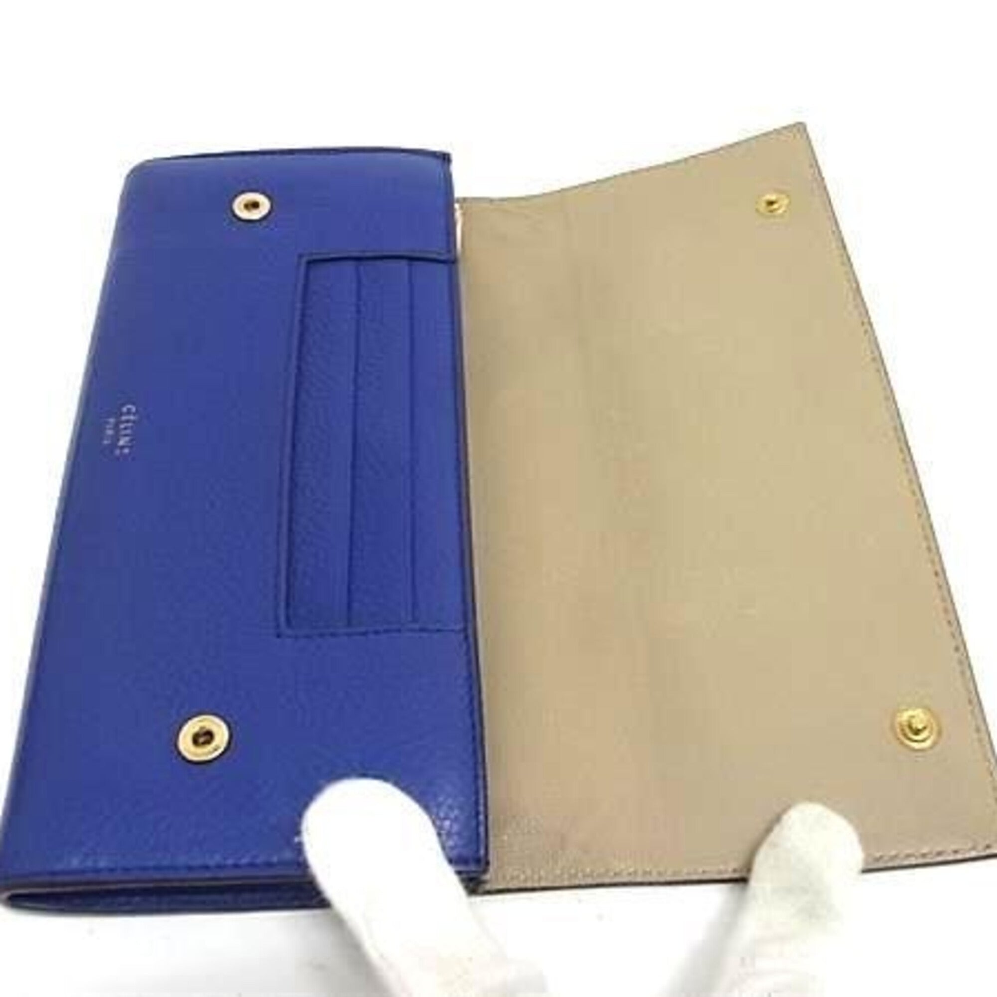 Celine Blue Leather Long Wallet (Bi-Fold) (Pre-Owned)