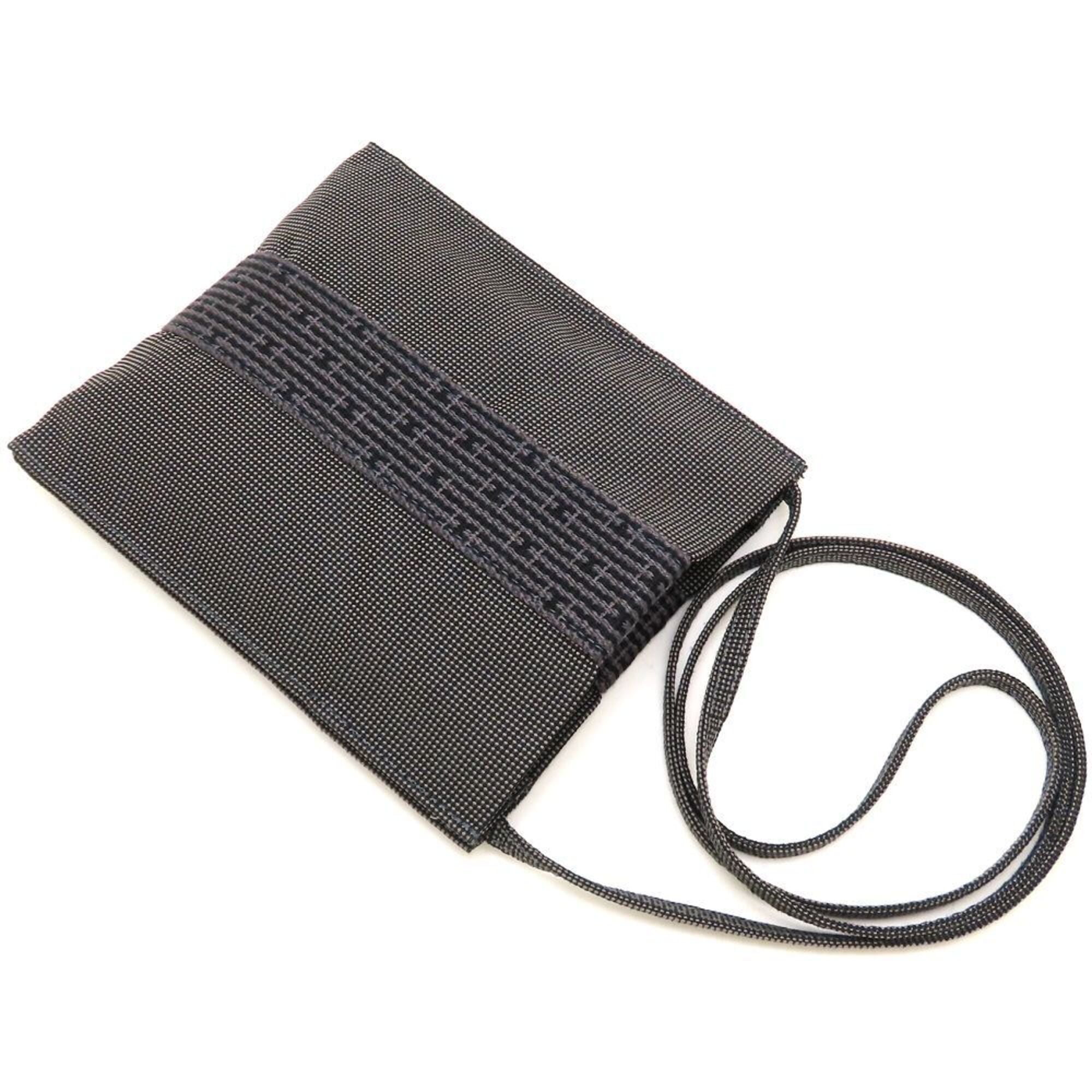 Hermes Gray Nylon Canvas Pochette Shoulder Bag (Pre-Owned)