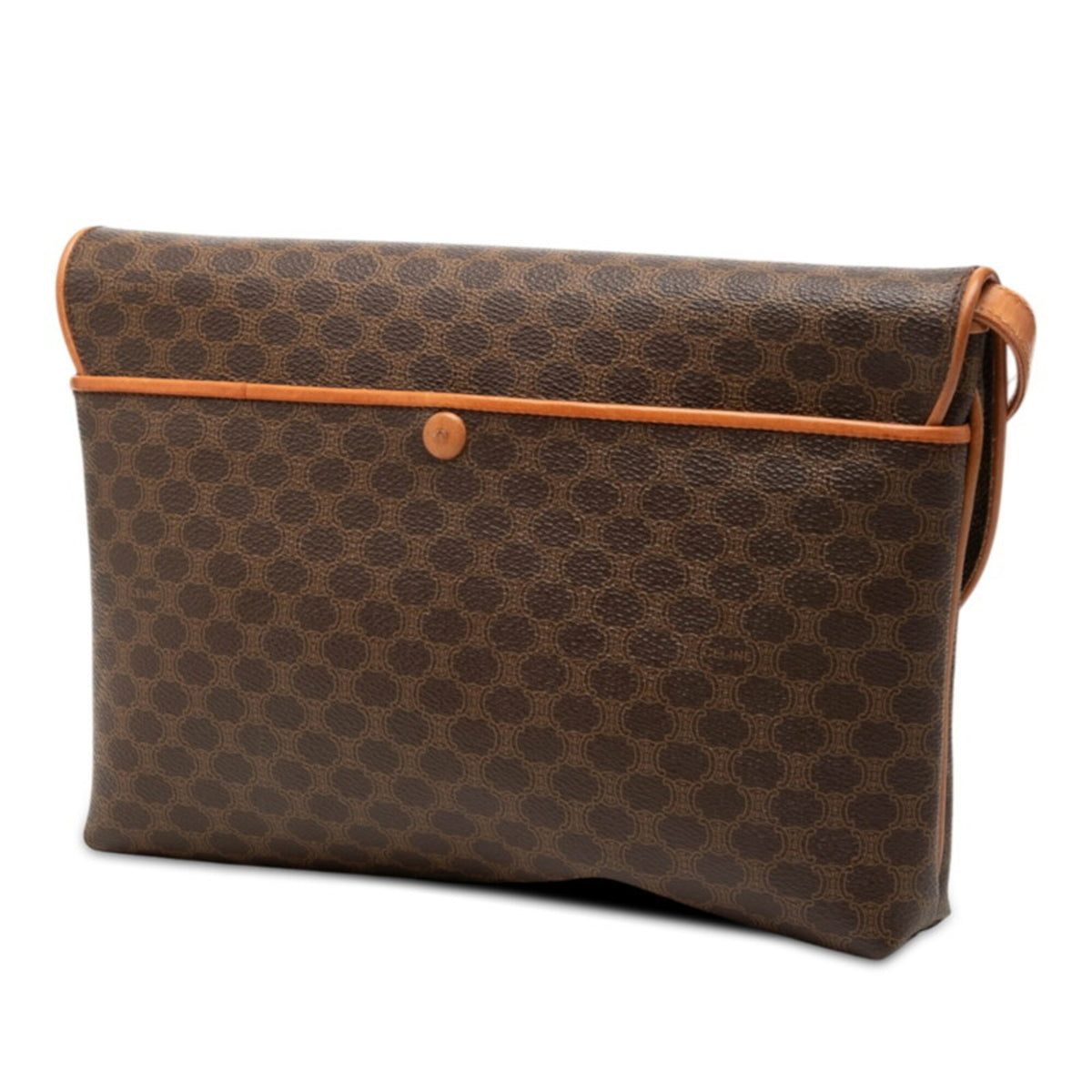 Celine Macadam Brown Pvc Leather Clutch Bag Shoulder Bag (Pre-Owned)