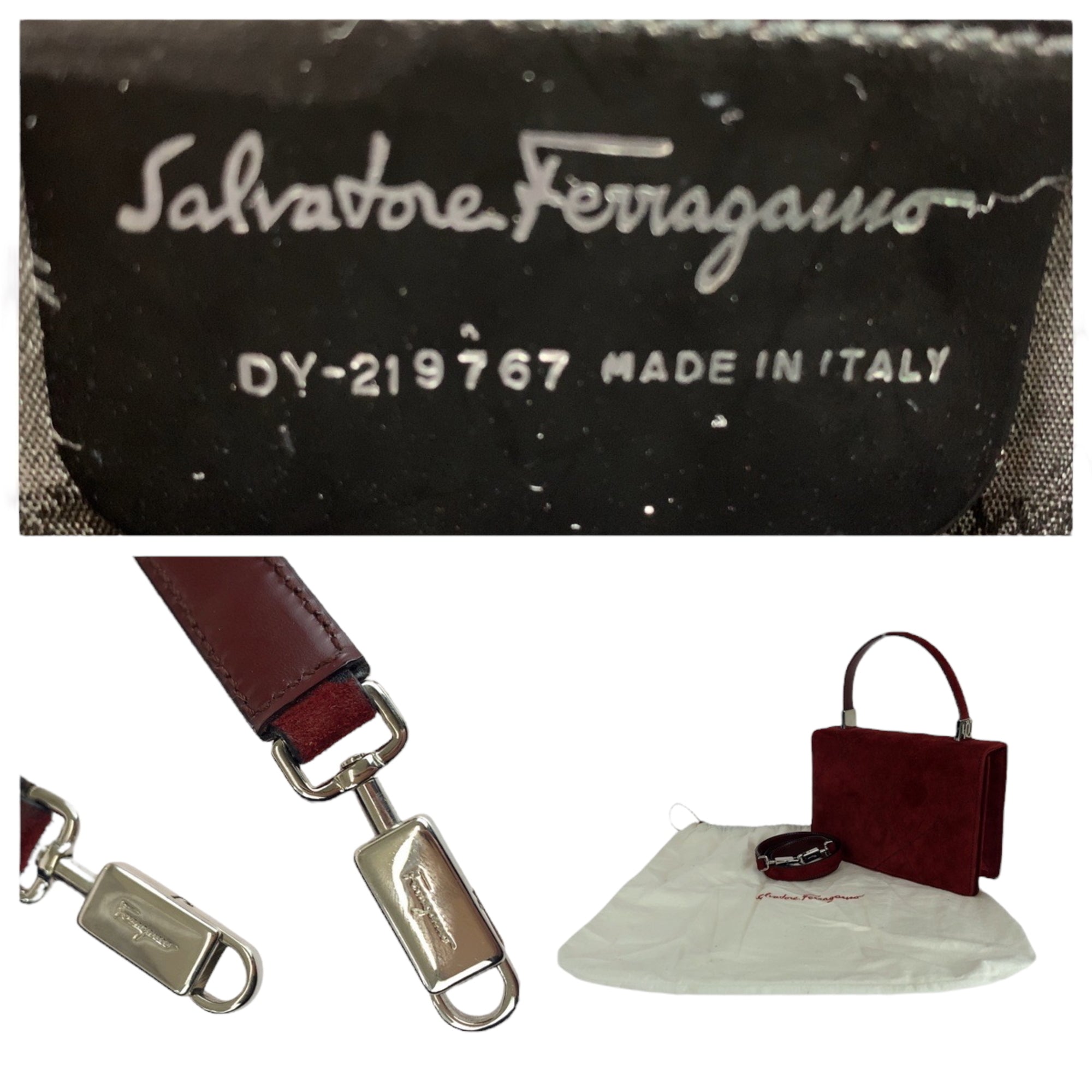 Salvatore Ferragamo Red Color Suede Handbag Shoulder Bag (Pre-Owned)