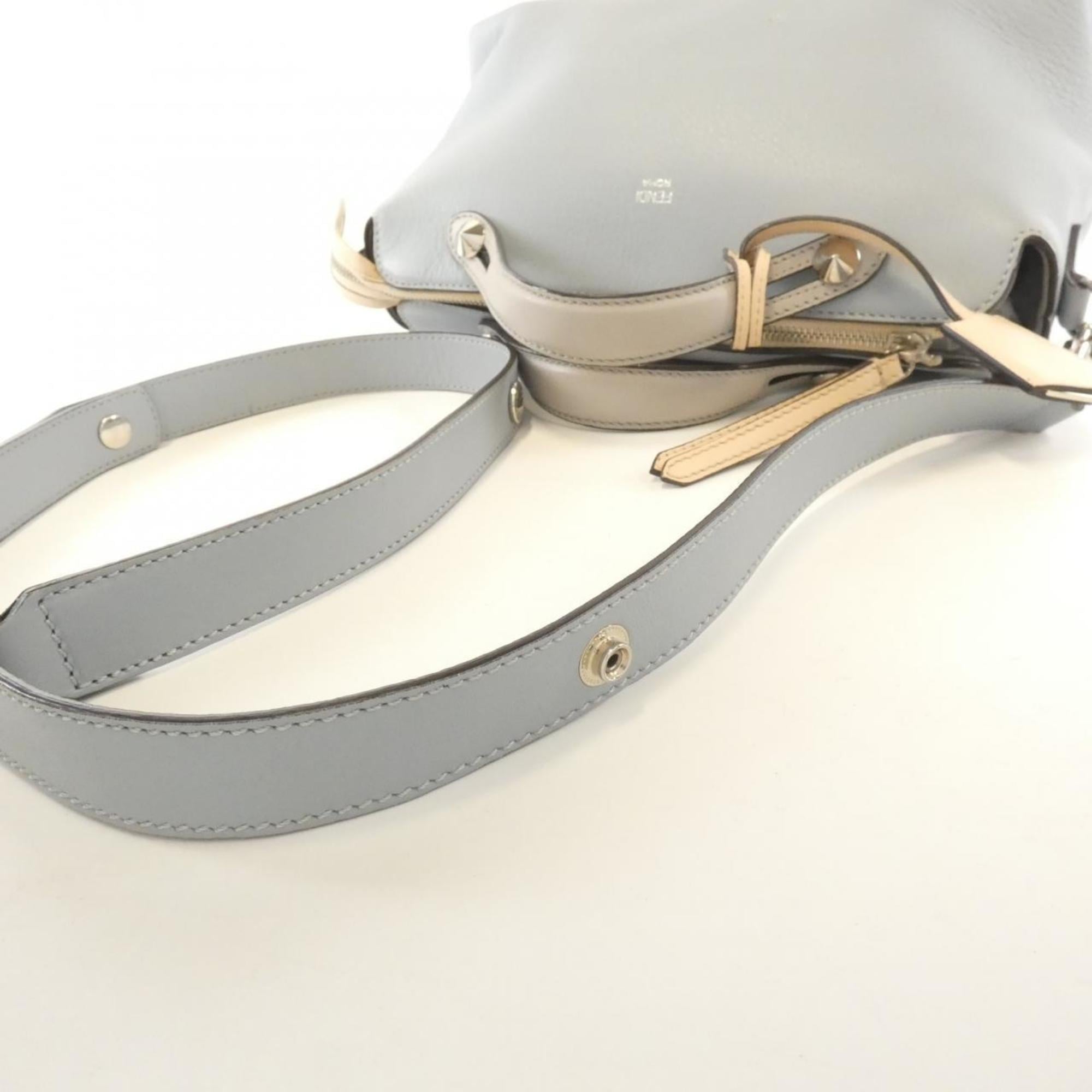 Fendi Beige Light Blue Leather Handbag (Pre-Owned)