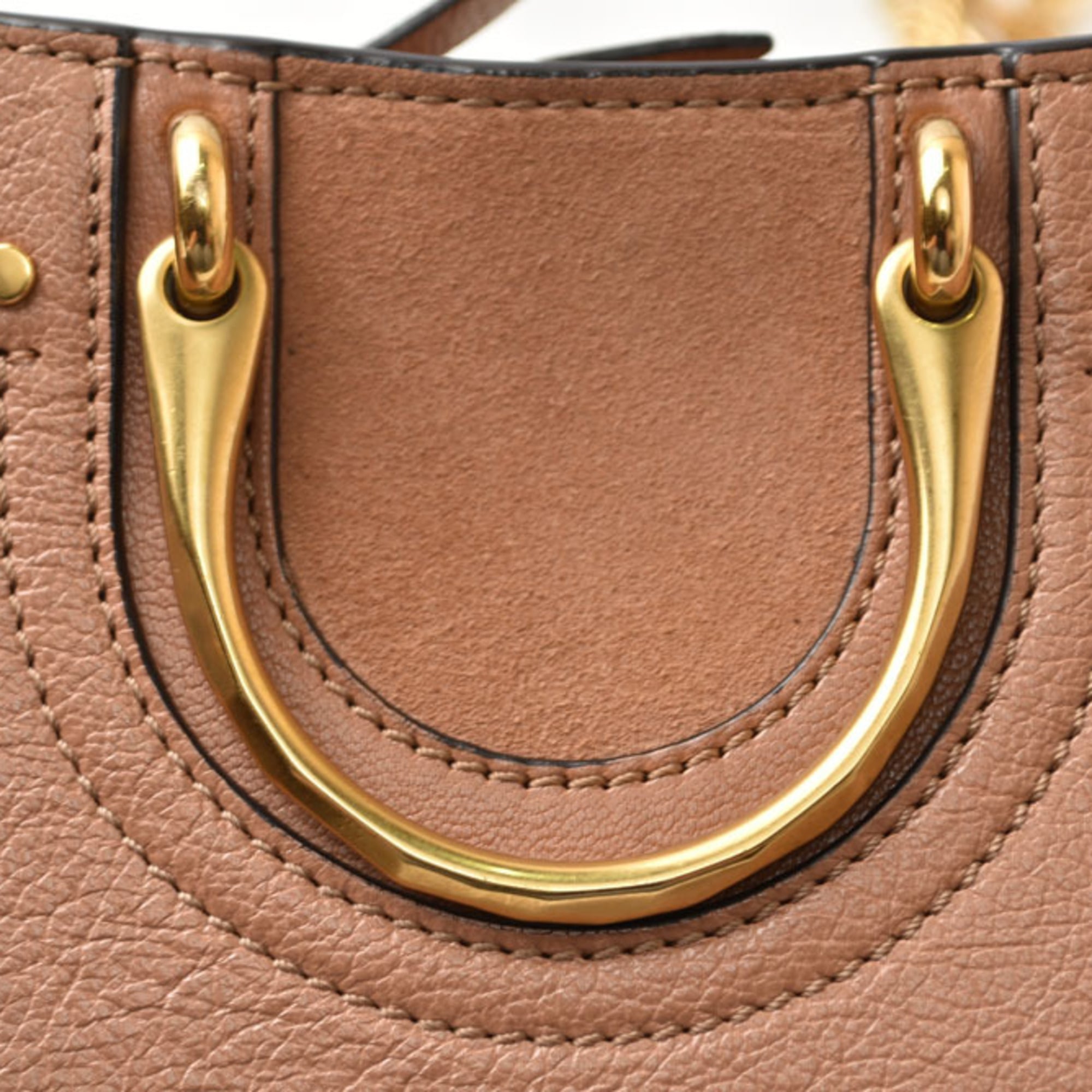 Chloé Pink Beige Leather Handbag Shoulder Bag (Pre-Owned)