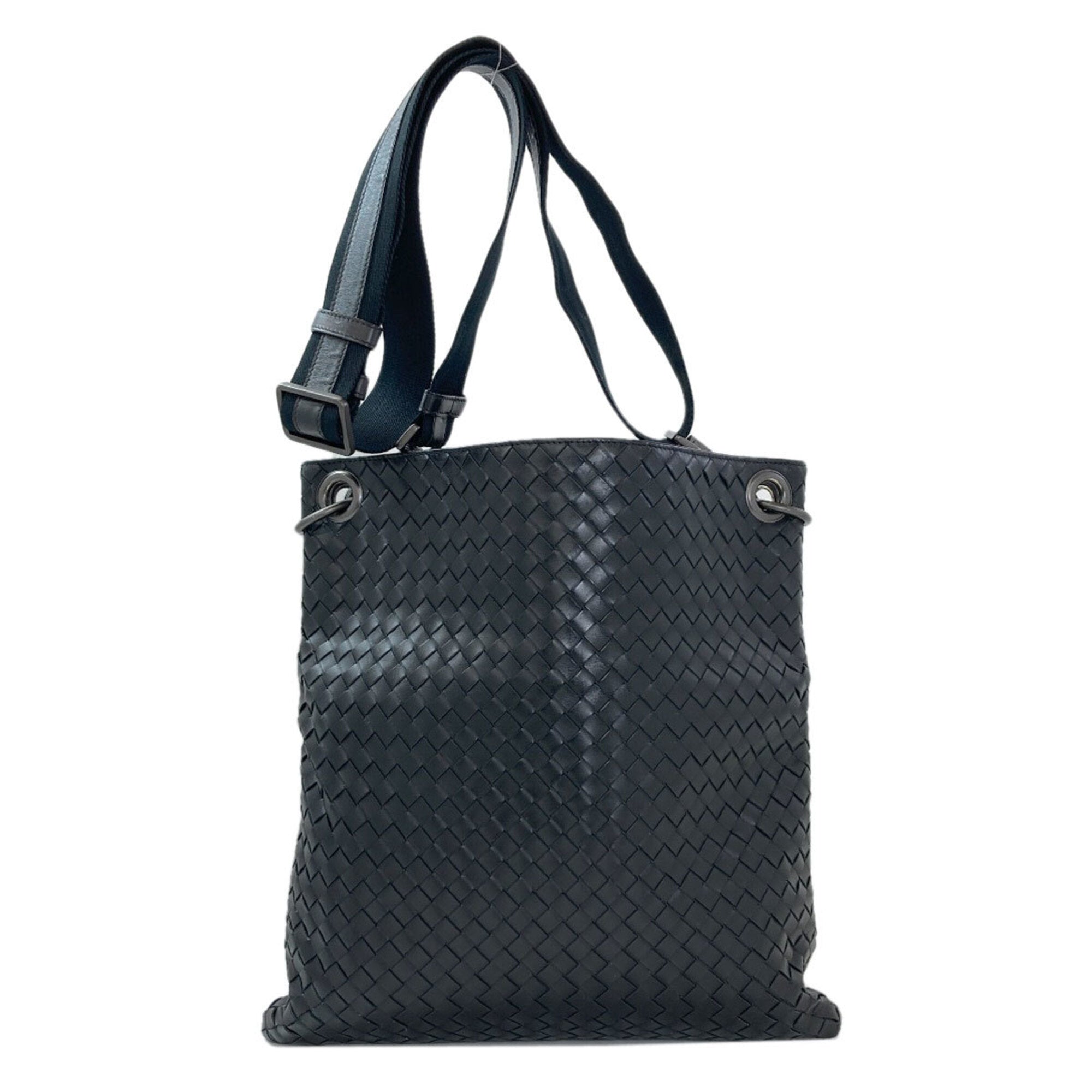 Bottega Veneta Intrecciato Black Leather Shoulder Bag (Pre-Owned)
