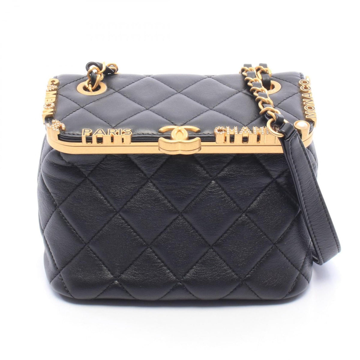 Chanel Black Leather Handbag Shoulder Bag (Pre-Owned)