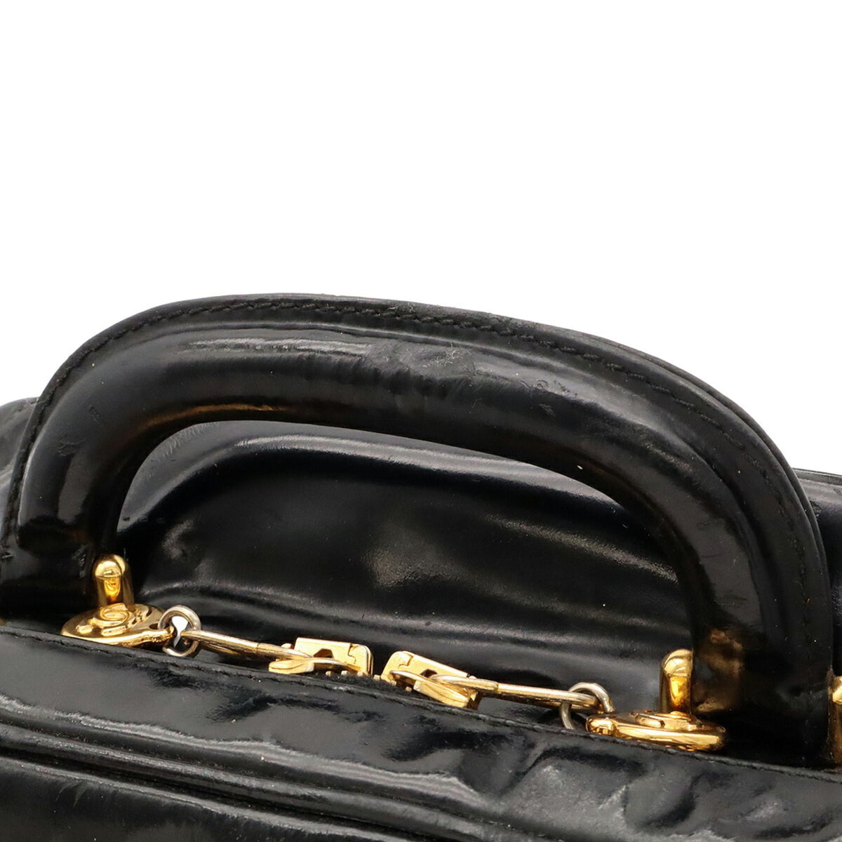Chanel Black Patent Leather Handbag Pouch Shoulder Bag Vanity Bag (Pre-Owned)