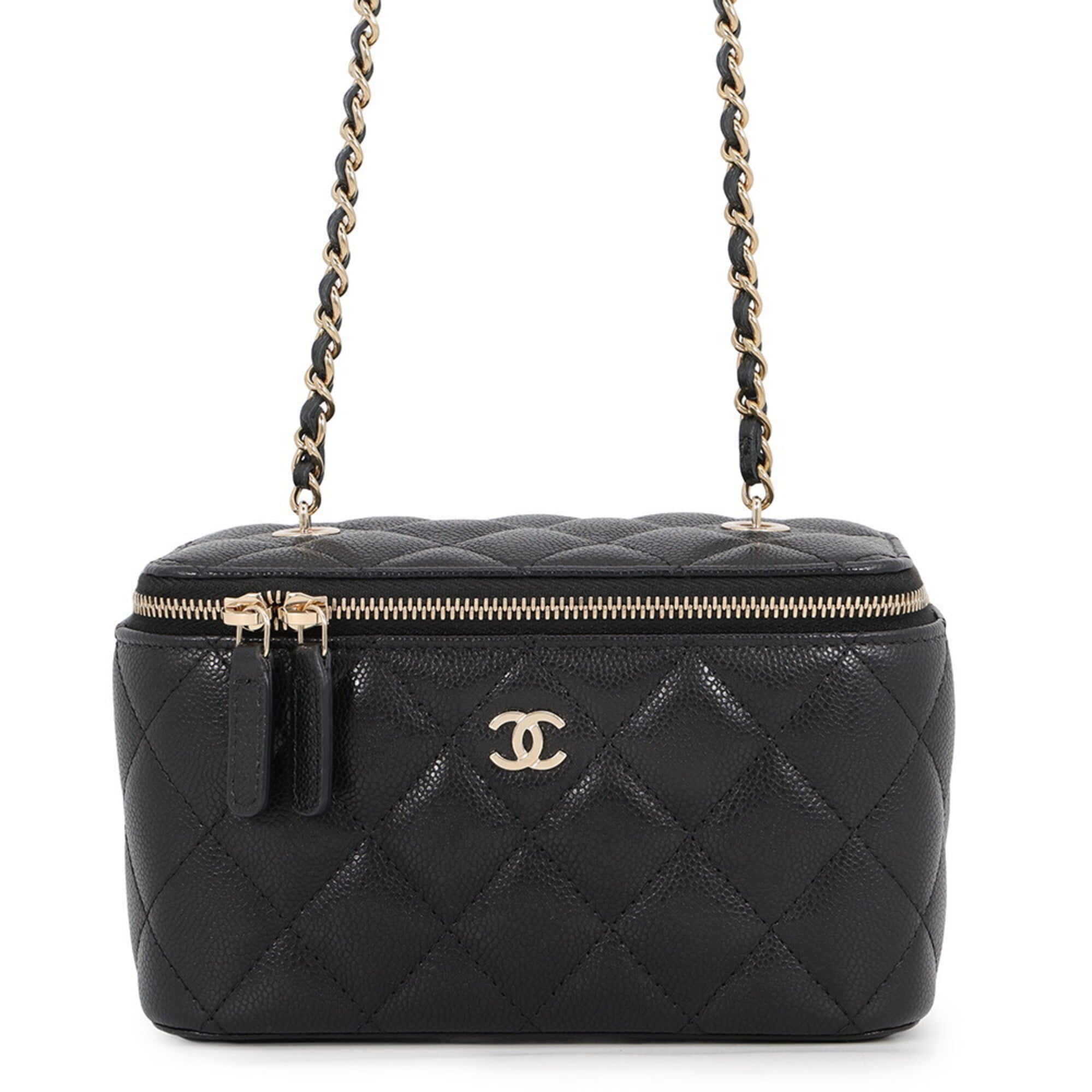 Chanel Matelasse Black Grained Calfskin Handbag Shoulder Bag (Pre-Owned)