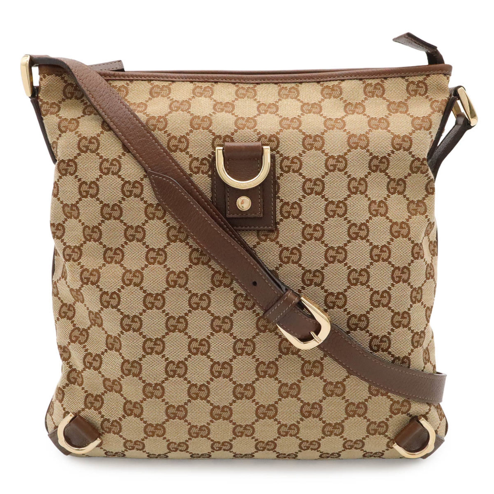Gucci Beige Brown Brown Khaki Gg Canvas Shoulder Bag (Pre-Owned)