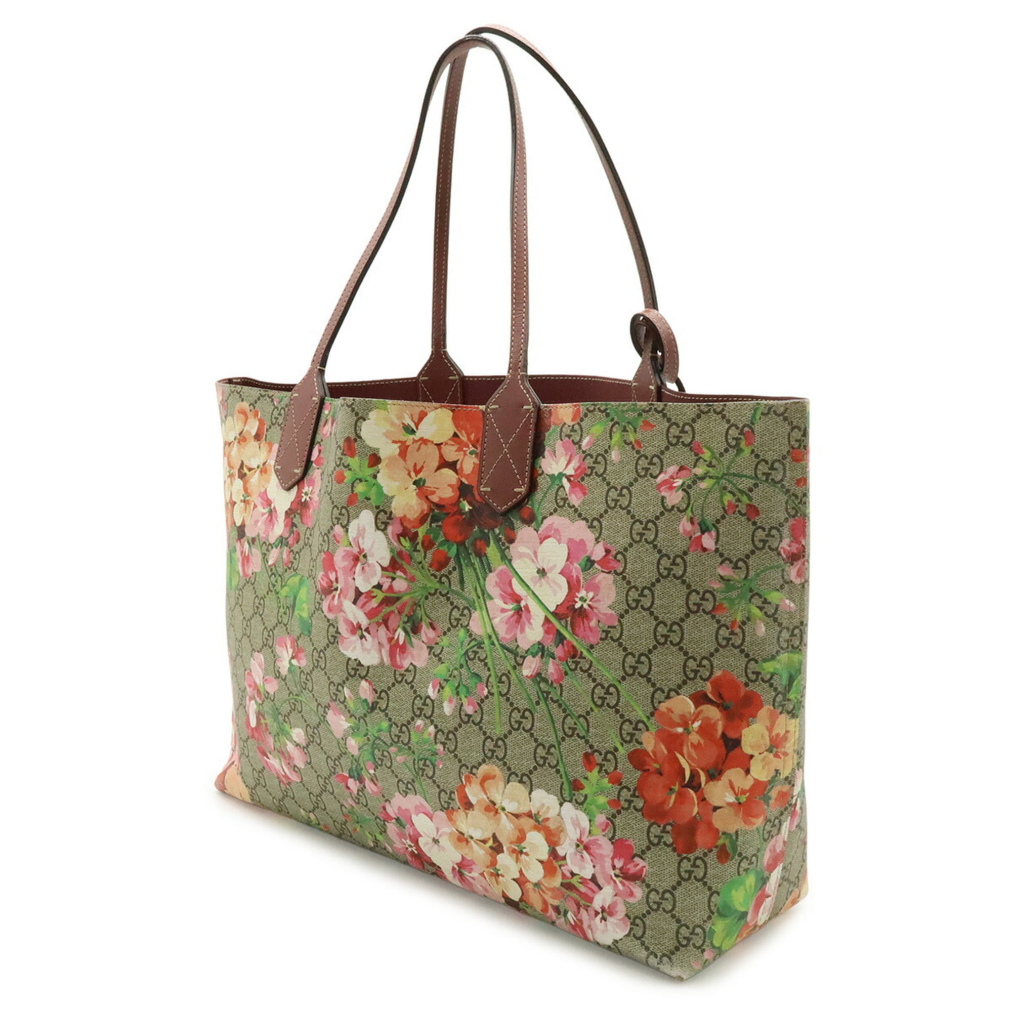 Gucci Beige Multi-Color Pink Gg Supreme Canvas Leather Shoulder Bag Tote Bag (Pre-Owned)