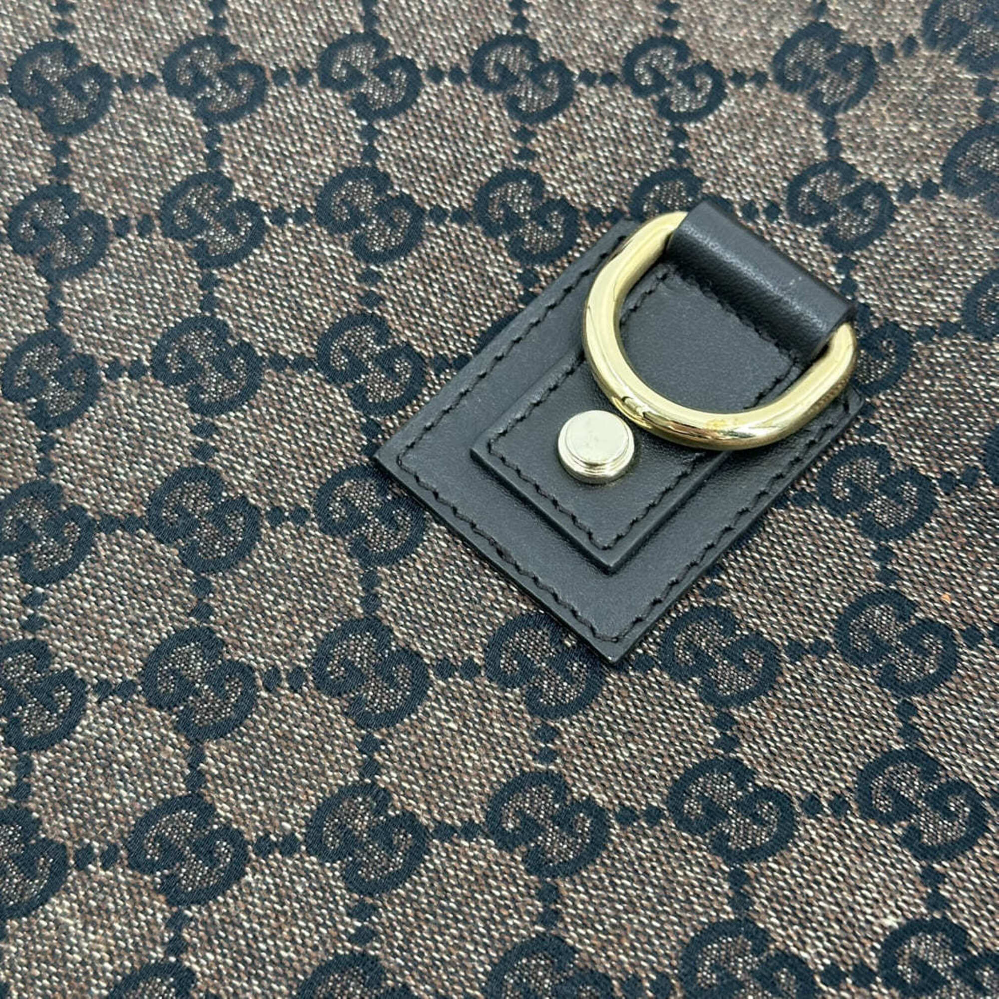 Gucci Abbey Brown Gg Canvas Leather Shoulder Bag (Pre-Owned)