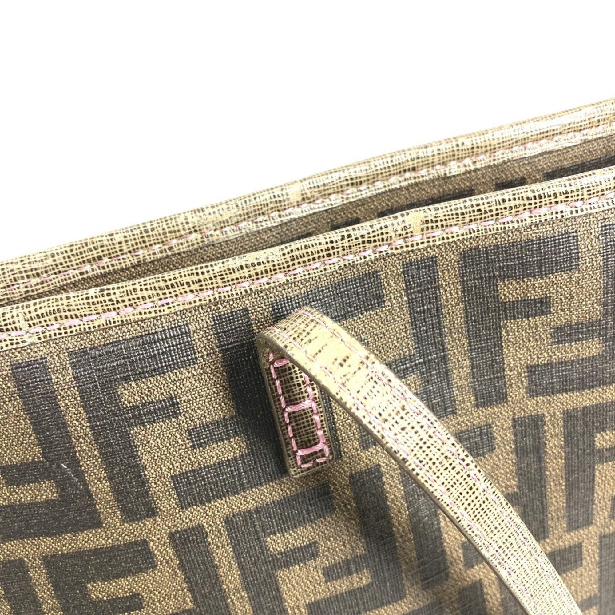 Fendi Zucca Brown Pvc Leather Shoulder Bag Tote Bag (Pre-Owned)
