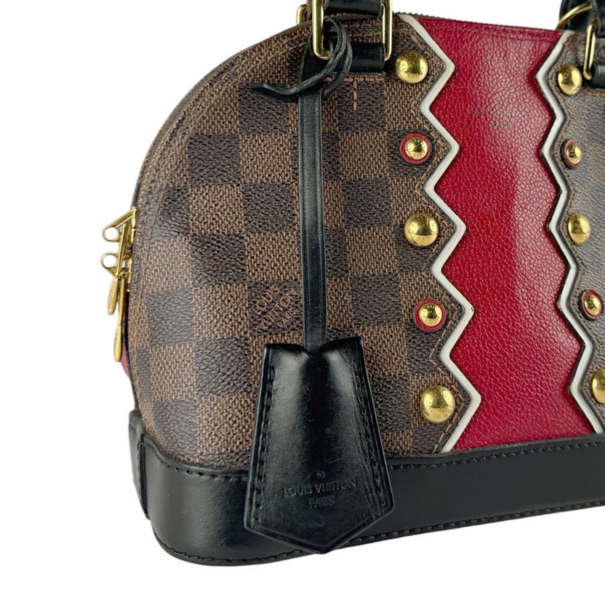 Louis Vuitton Black Brown Red Color Damier Canvas Handbag Shoulder Bag (Pre-Owned)