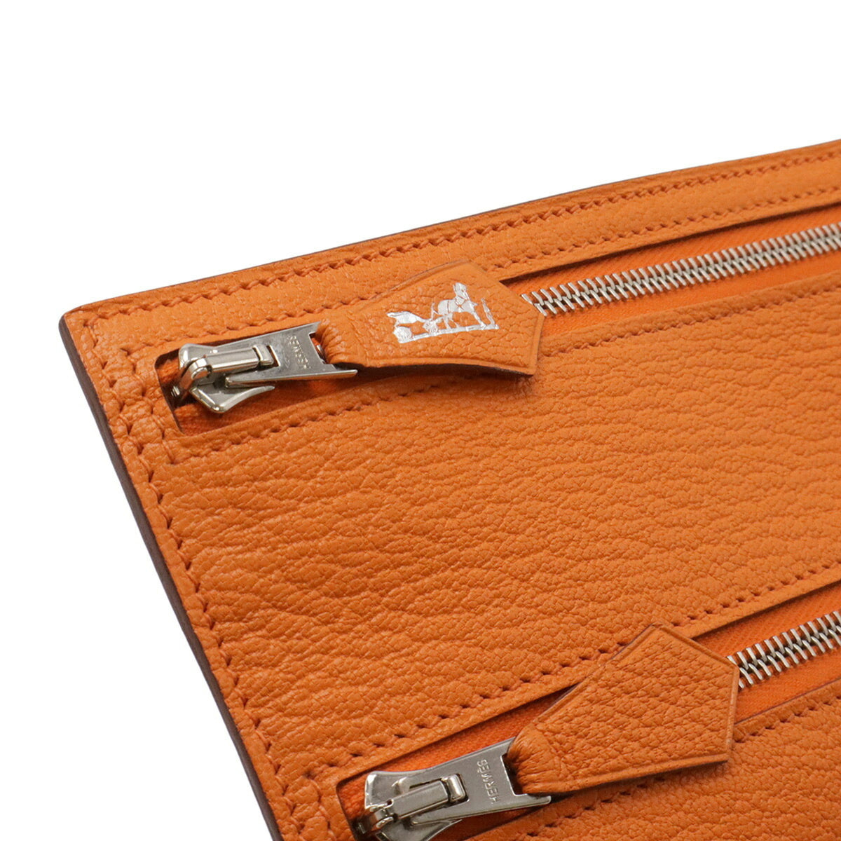 Hermes Orange Leather Clutch Bag Pouch (Pre-Owned)