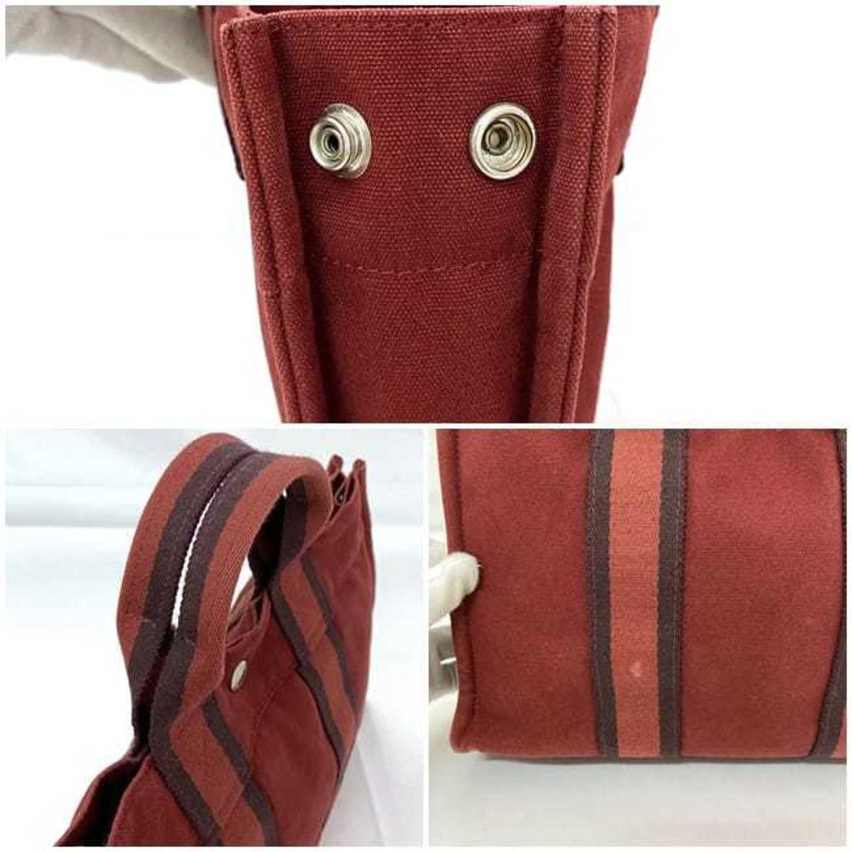 Hermes Red Color Canvas Handbag (Pre-Owned)
