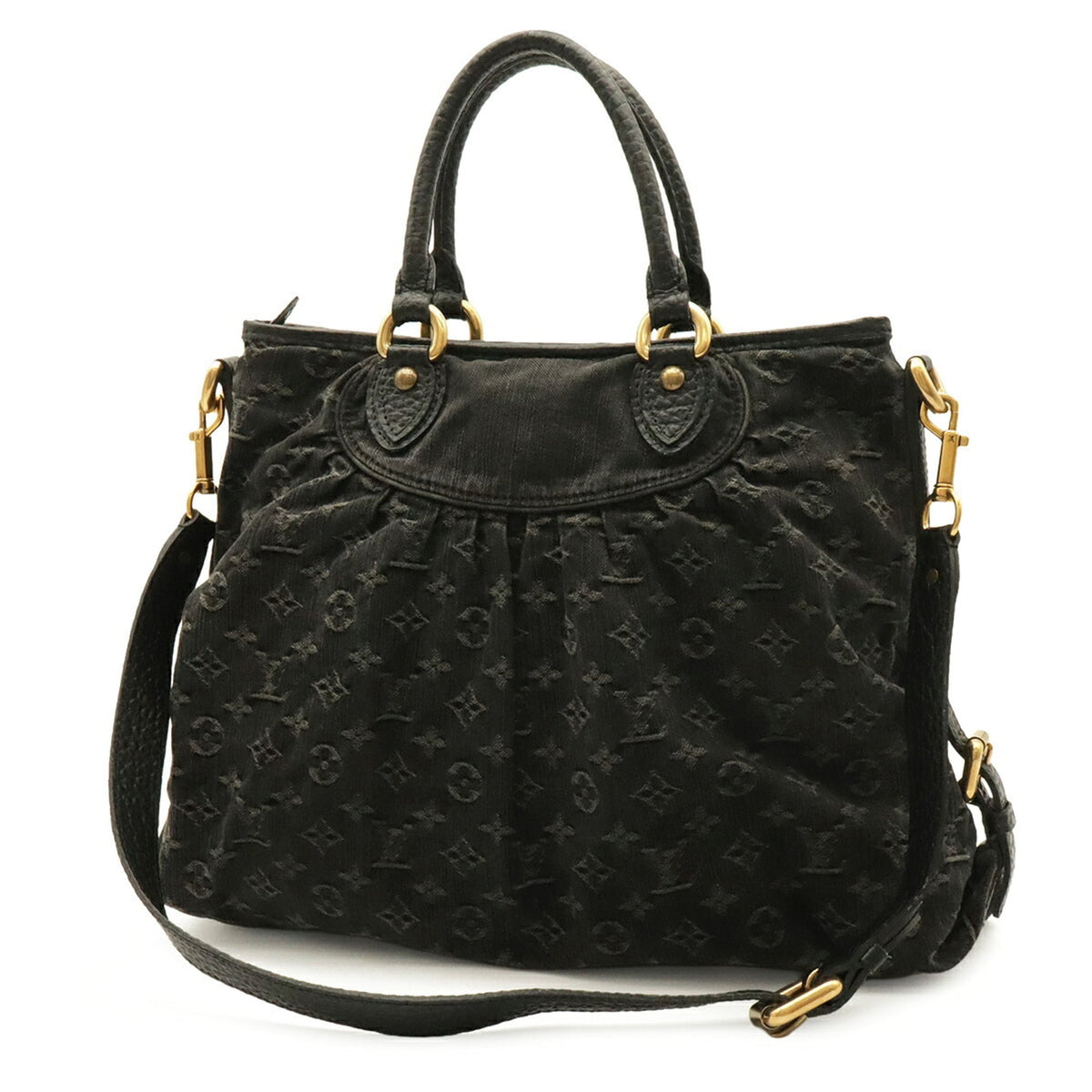 Louis Vuitton Noir Denim Canvas Shoulder Bag Tote Bag (Pre-Owned)