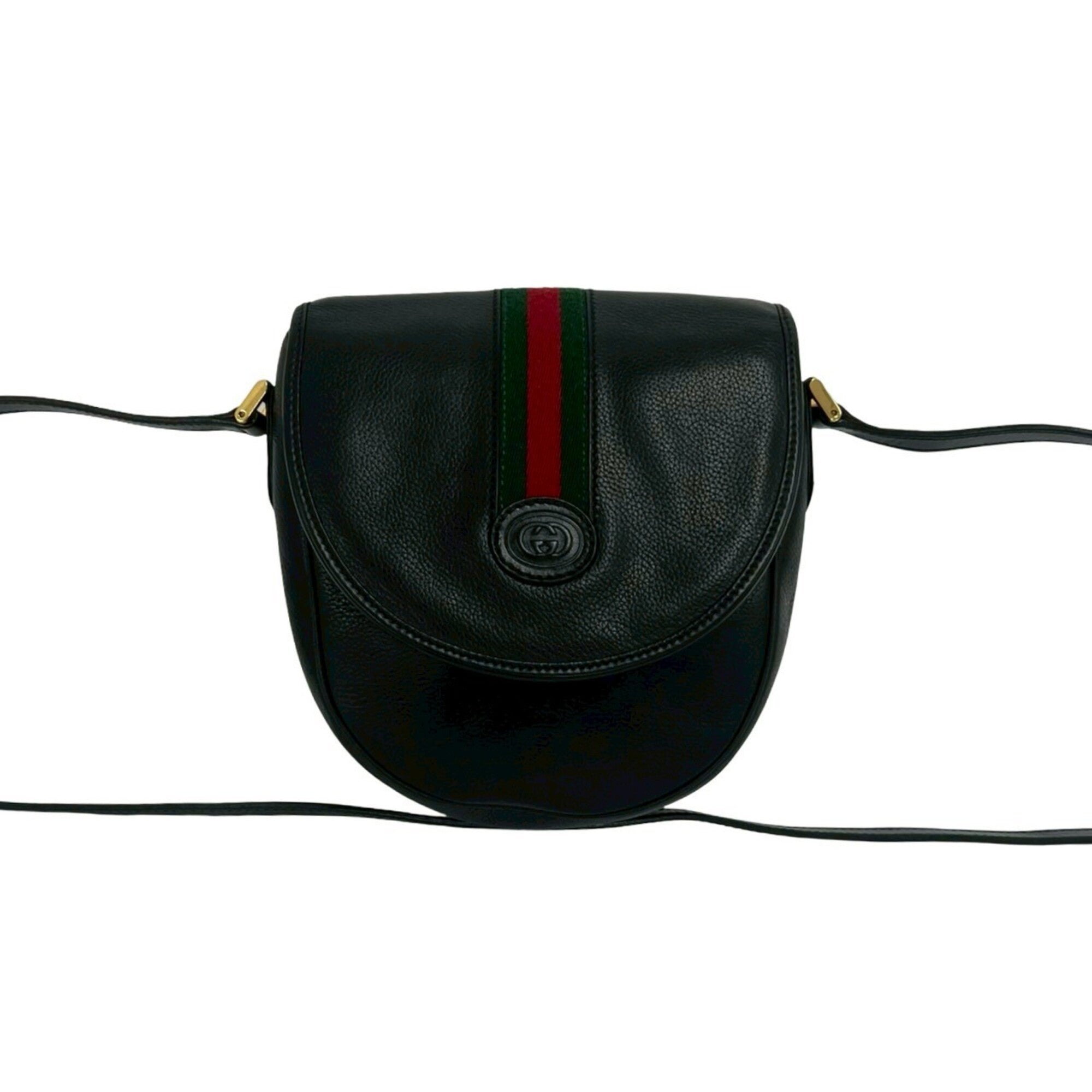 Gucci Black Green Red Color Leather Pochette Shoulder Bag (Pre-Owned)