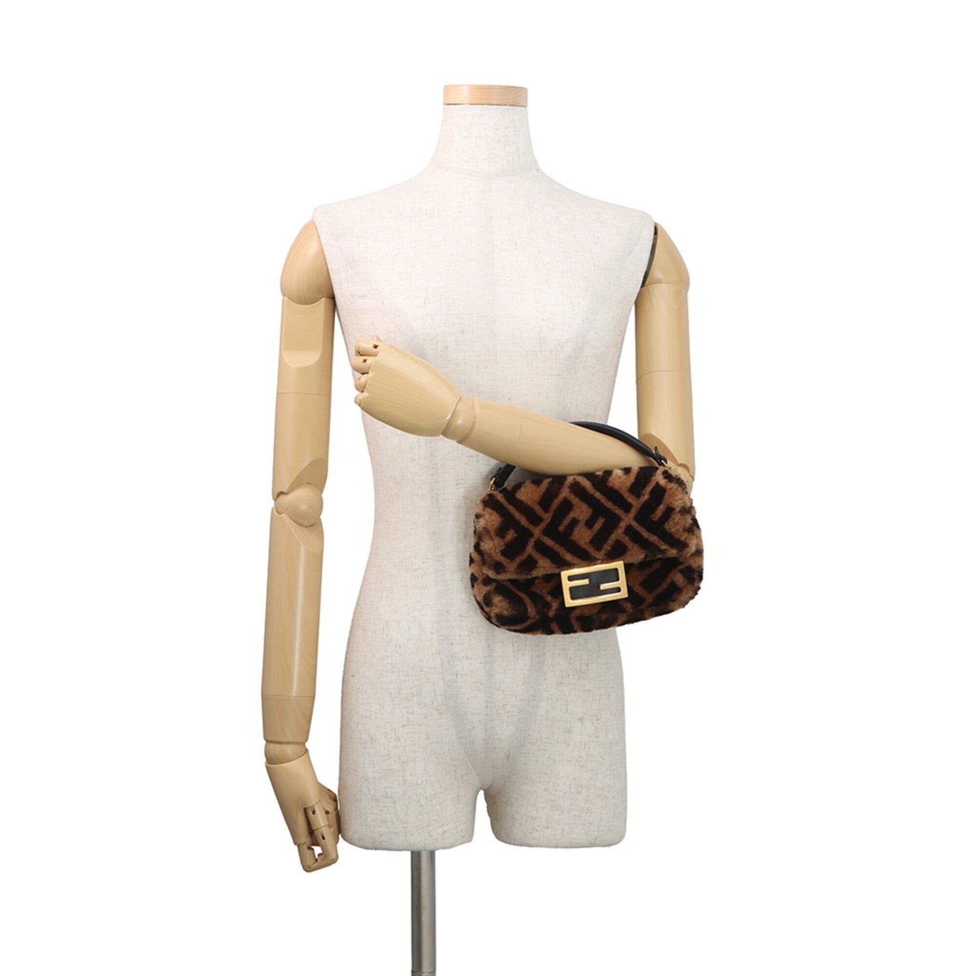 Fendi Black Brown Zucca Handbag Shoulder Bag (Pre-Owned)