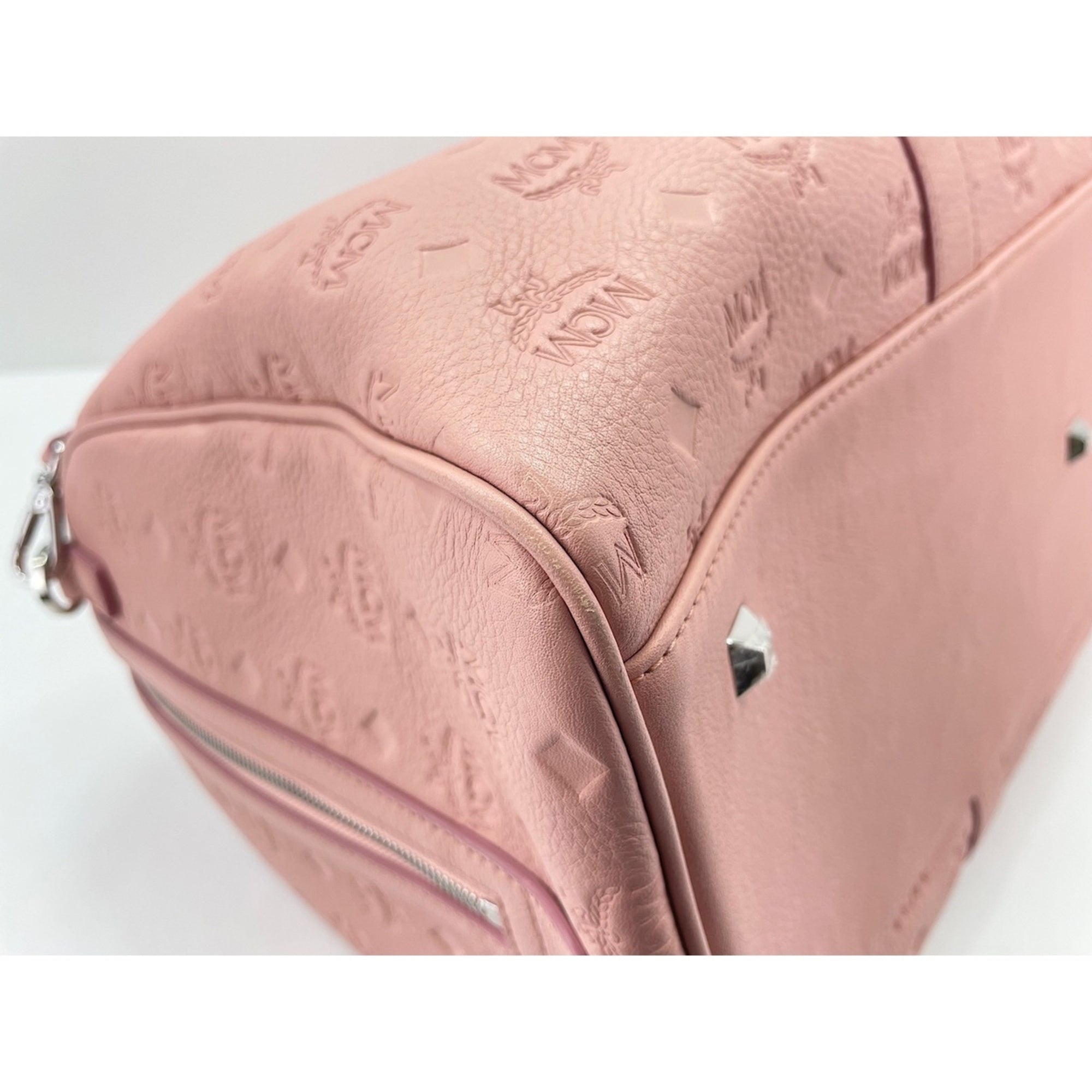 Mcm Pink Leather Boston Bag Weekend Bag (Pre-Owned)