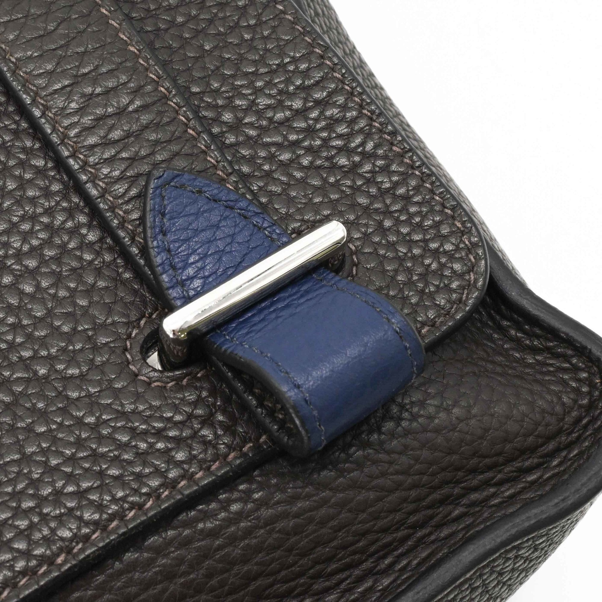 Hermes Caporal Blue Etain Taurillon Clemence Leather Shoulder Bag (Pre-Owned)