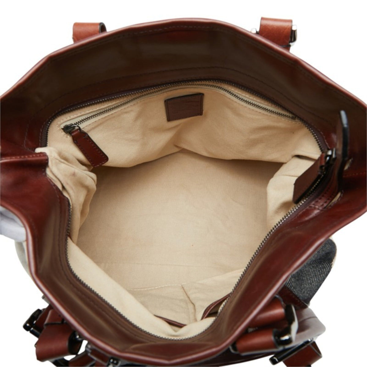 Burberry Beige Brown Canvas Leather Shoulder Bag Tote Bag (Pre-Owned)