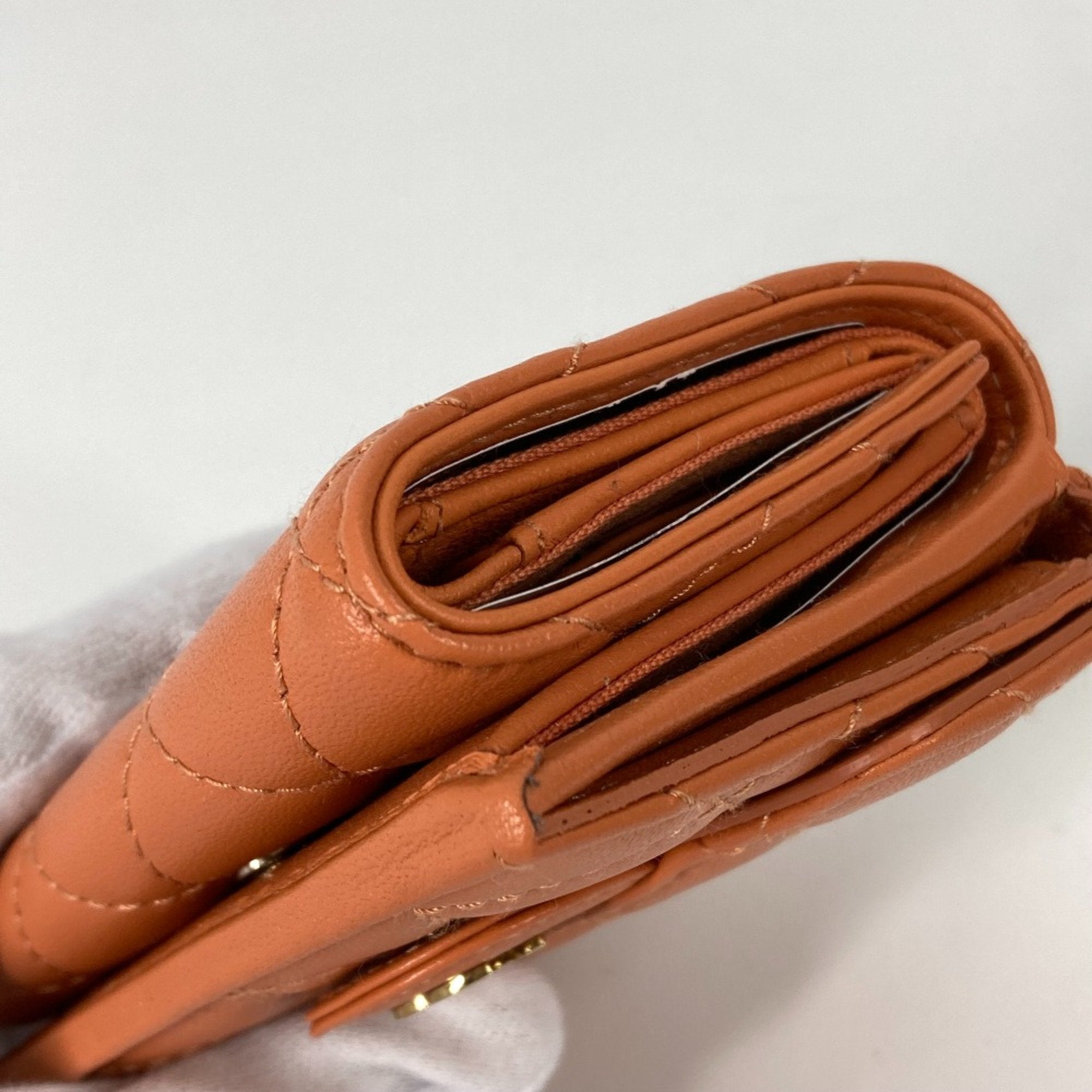Chanel Orange Leather Wallet (Tri-Fold) (Pre-Owned)