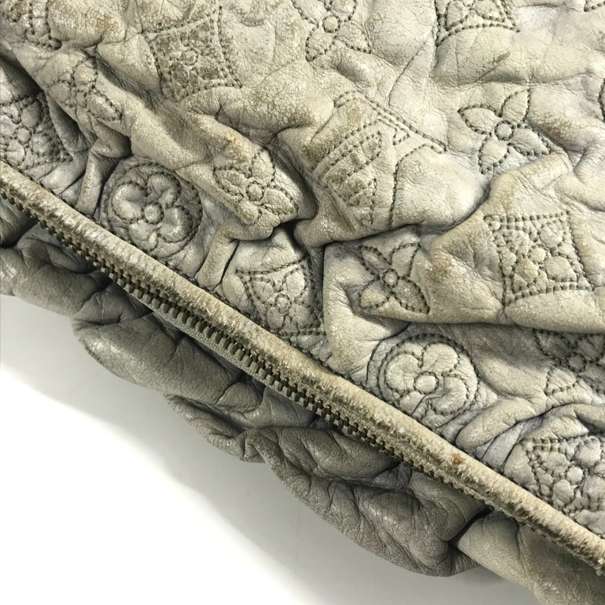 Louis Vuitton Monogram Olympe Ecru Galle Gray Leather Handbag Shoulder Bag (Pre-Owned)