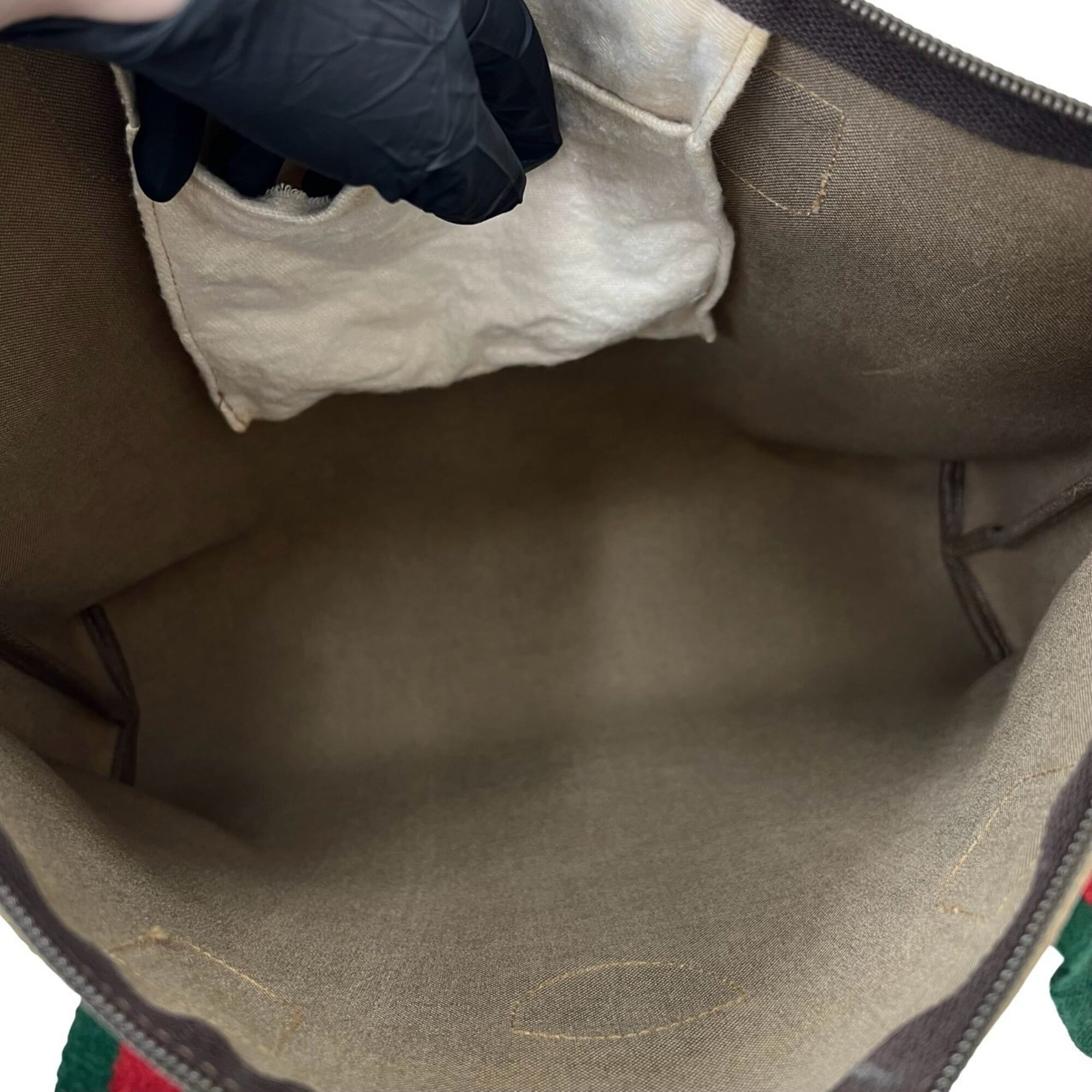 Gucci Brown Green Red Color Pvc Leather Tote Bag (Pre-Owned)