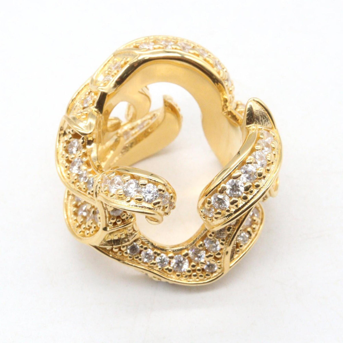 Bottega Veneta Gold Silver 925 Band Ring (Pre-Owned)