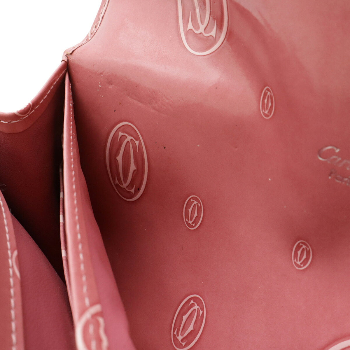 Cartier Pink Patent Leather Long Wallet (Bi-Fold) (Pre-Owned)
