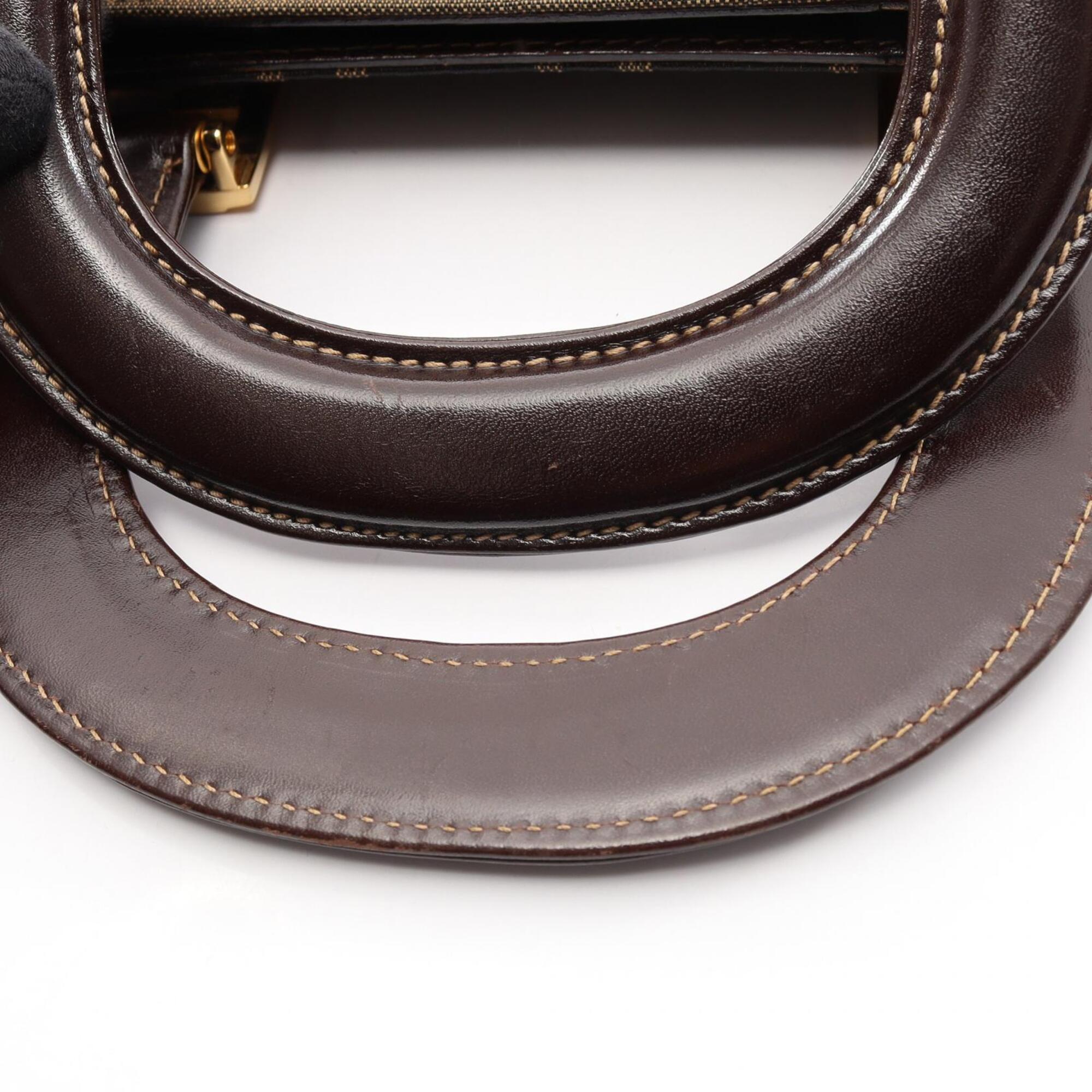 Fendi Black Brown Canvas Leather Handbag Tote Bag (Pre-Owned)