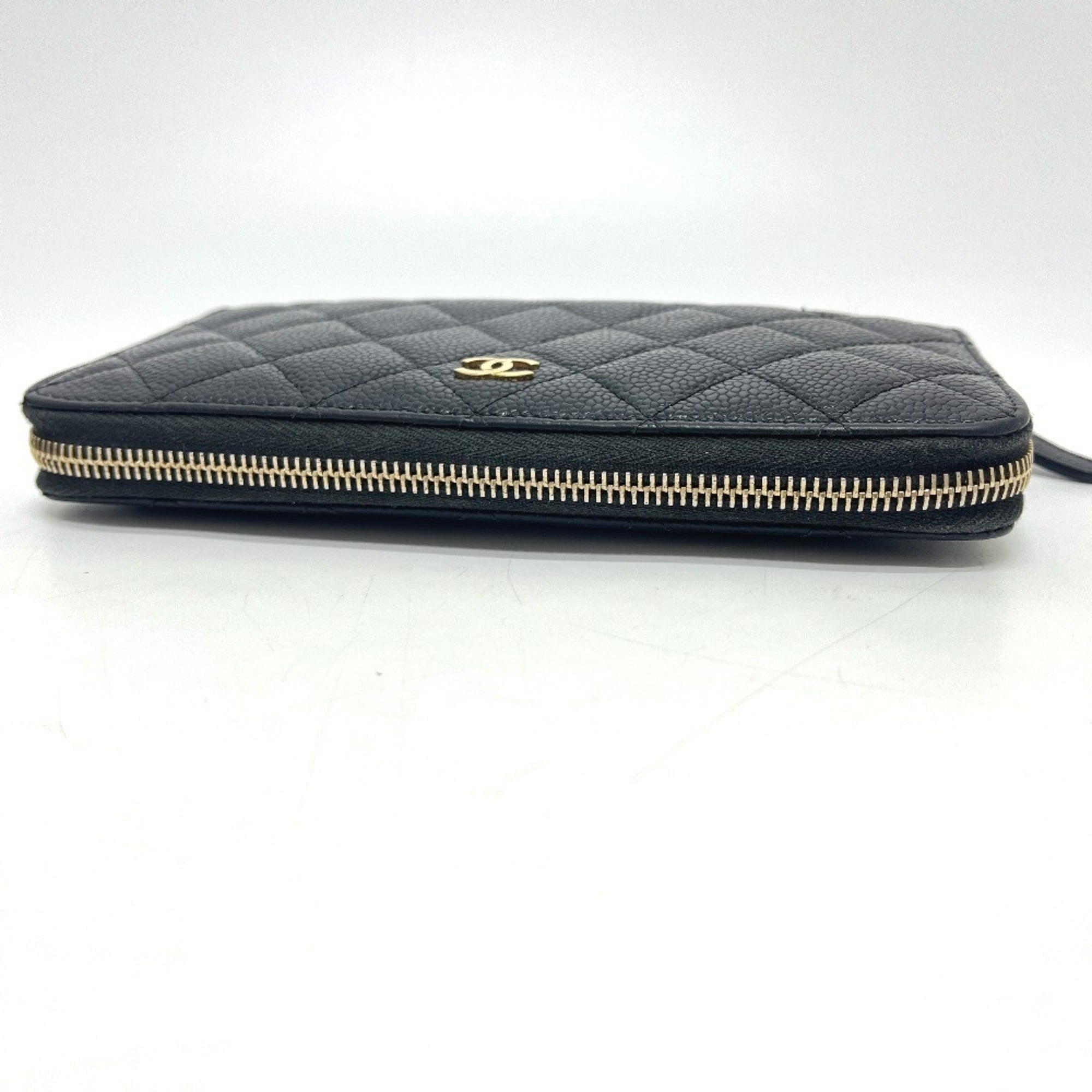 Chanel Black Grained Calfskin Long Wallet (Bi-Fold) (Pre-Owned)