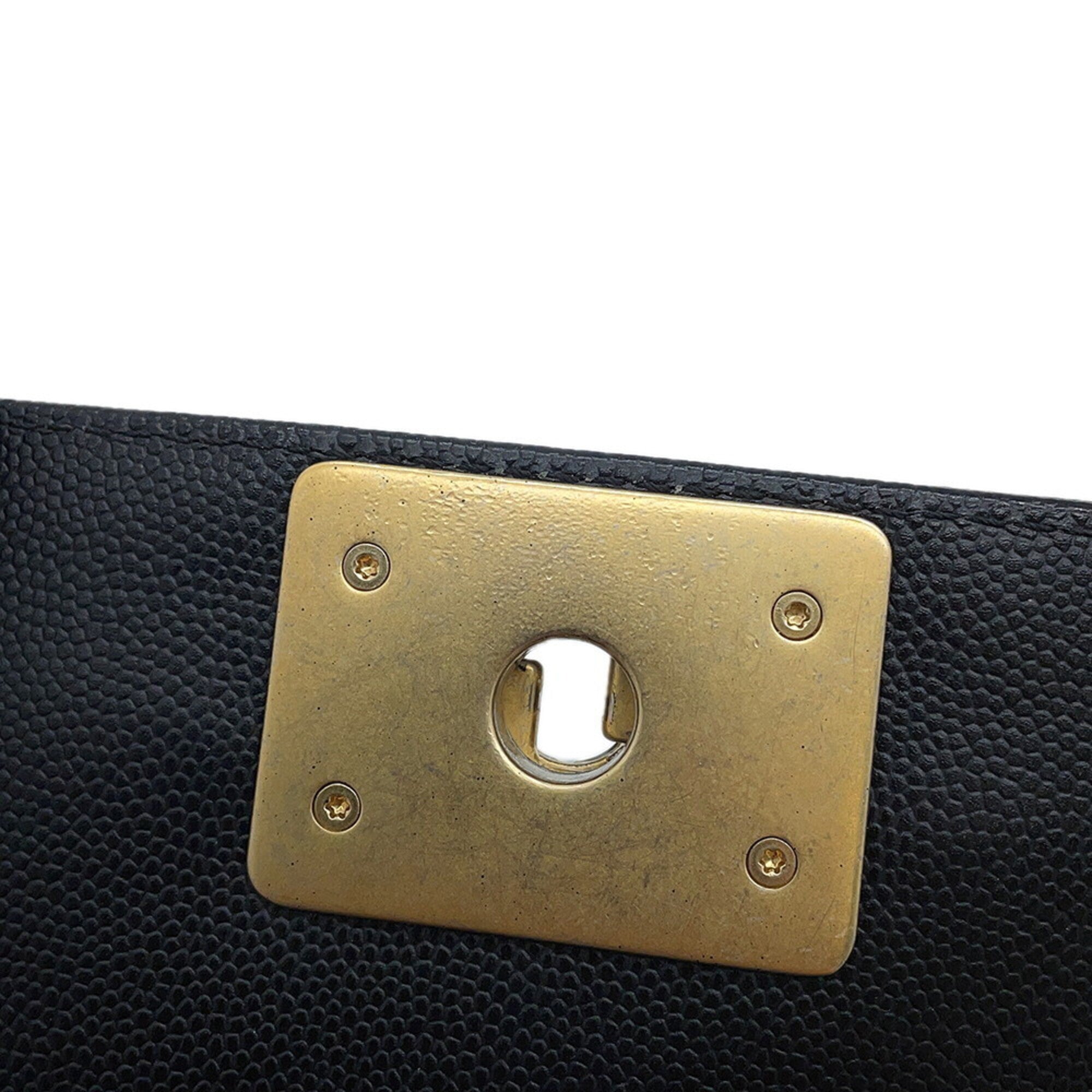 Chanel Matelasse Black Grained Calfskin Handbag Shoulder Bag (Pre-Owned)