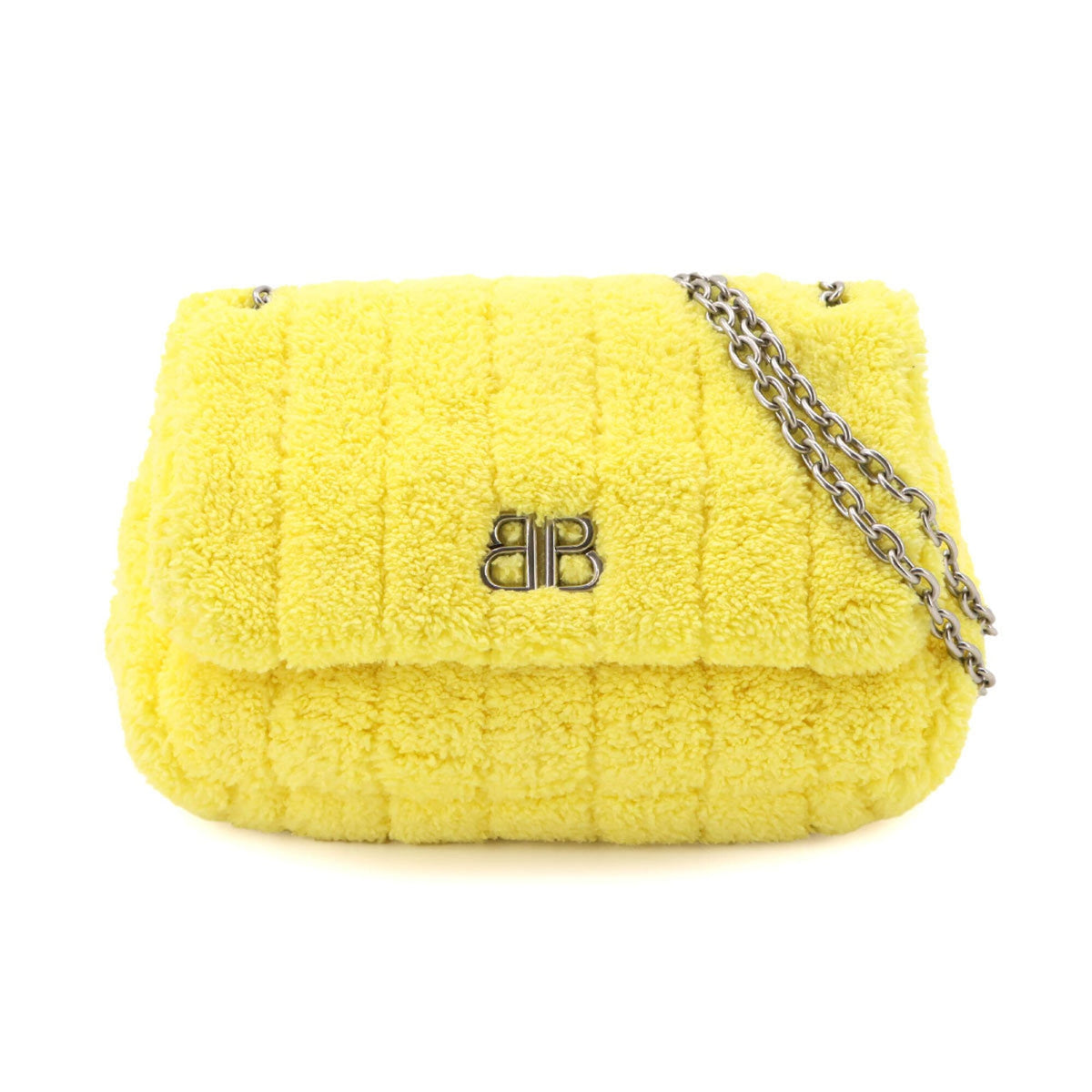 Balenciaga Yellow Pile Fabric Leather Handbag Shoulder Bag (Pre-Owned)