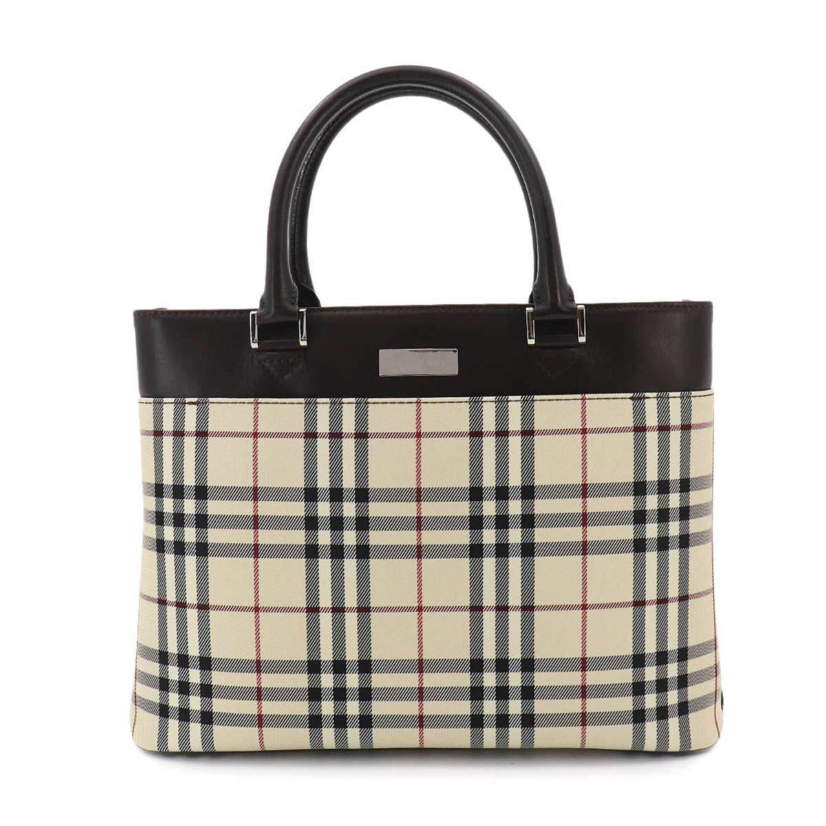 Burberry Beige Brown Canvas Leather Tote Bag (Pre-Owned)