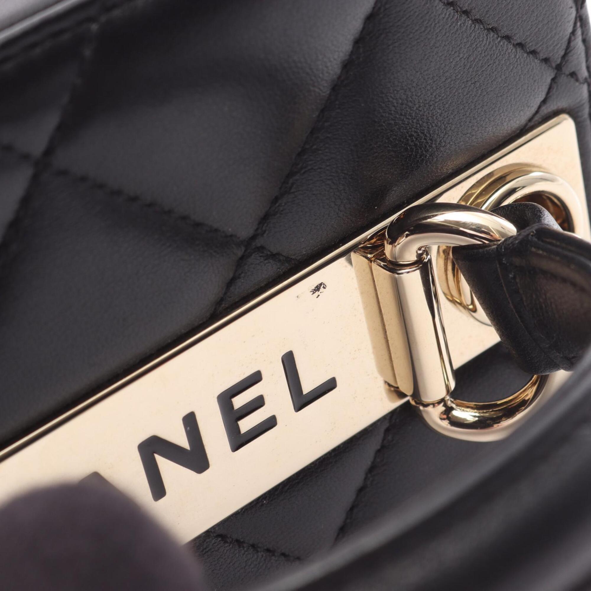 Chanel Black Leather Handbag Shoulder Bag (Pre-Owned)