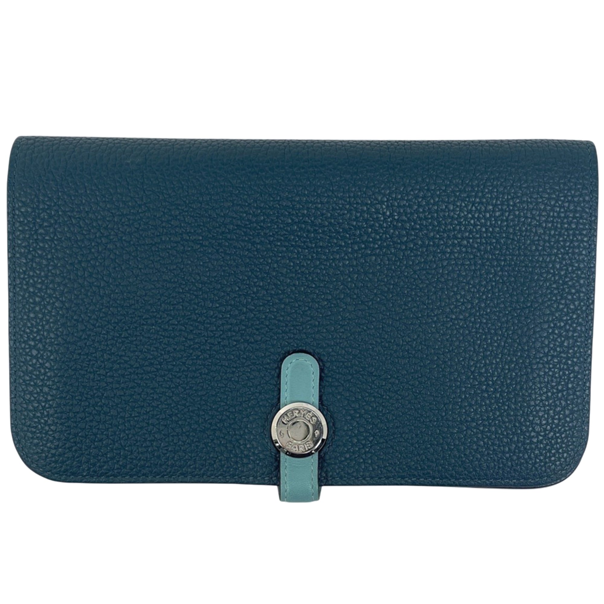 Hermes Blue Jean Togo Leather Swift Leather Wallet (Bi-Fold) (Pre-Owned)