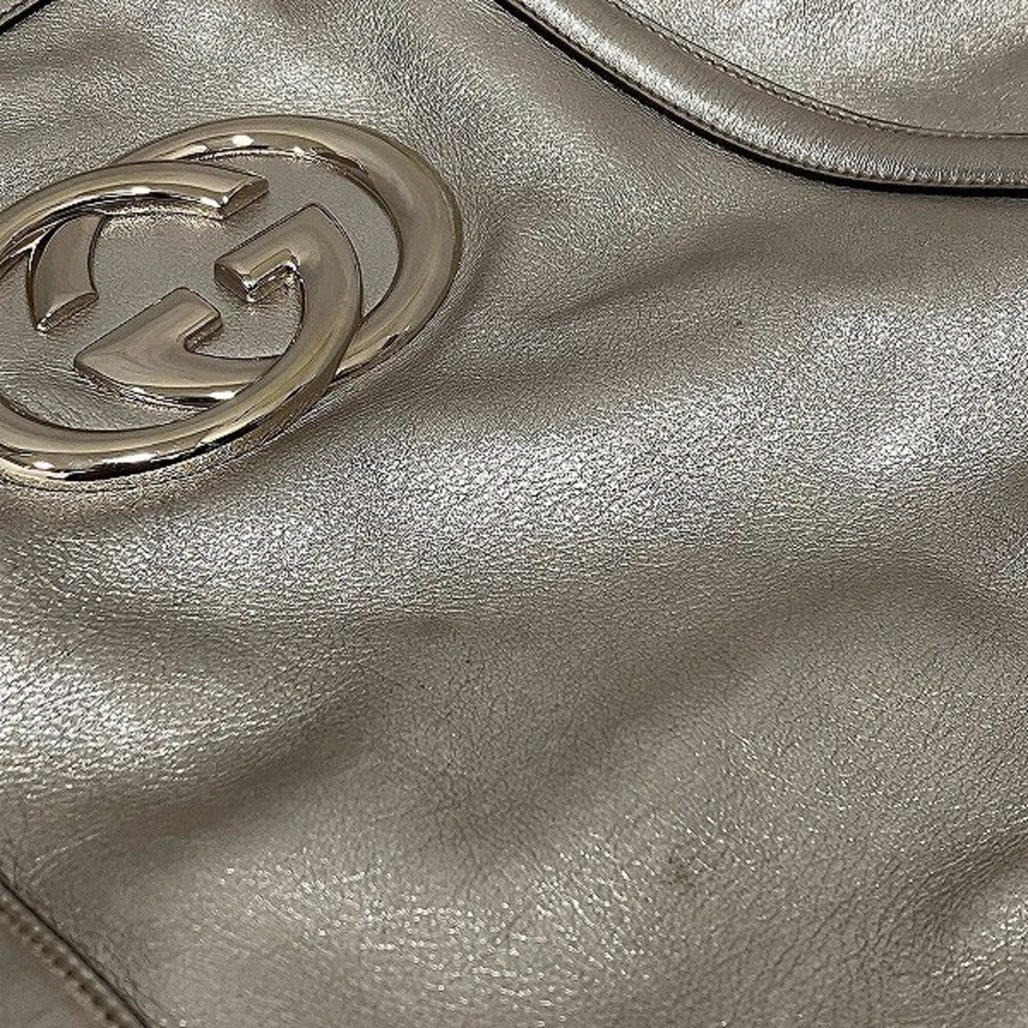 Gucci Metallic Gold Leather Handbag Shoulder Bag (Pre-Owned)