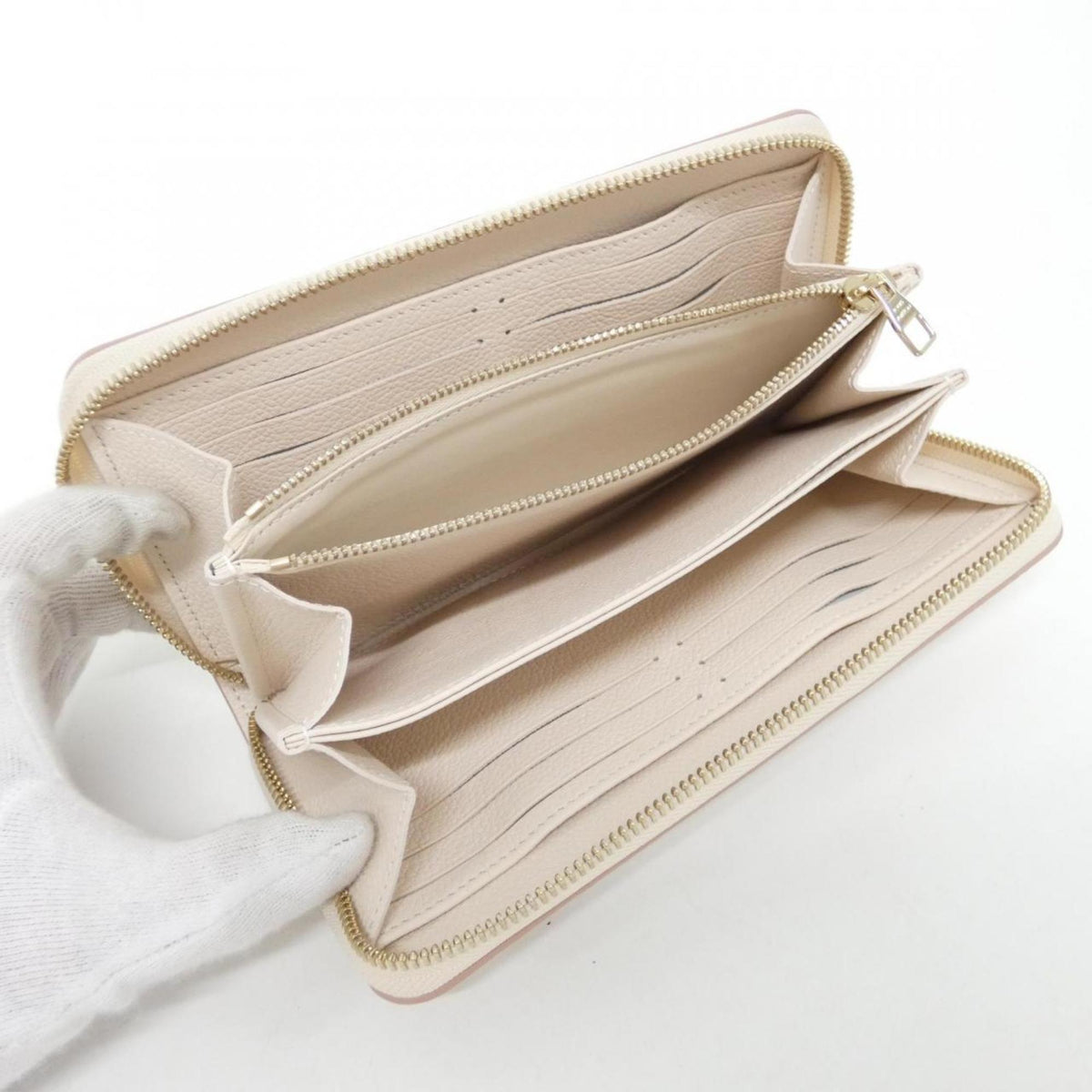 Louis Vuitton White Leather Long Wallet (Bi-Fold) (Pre-Owned)