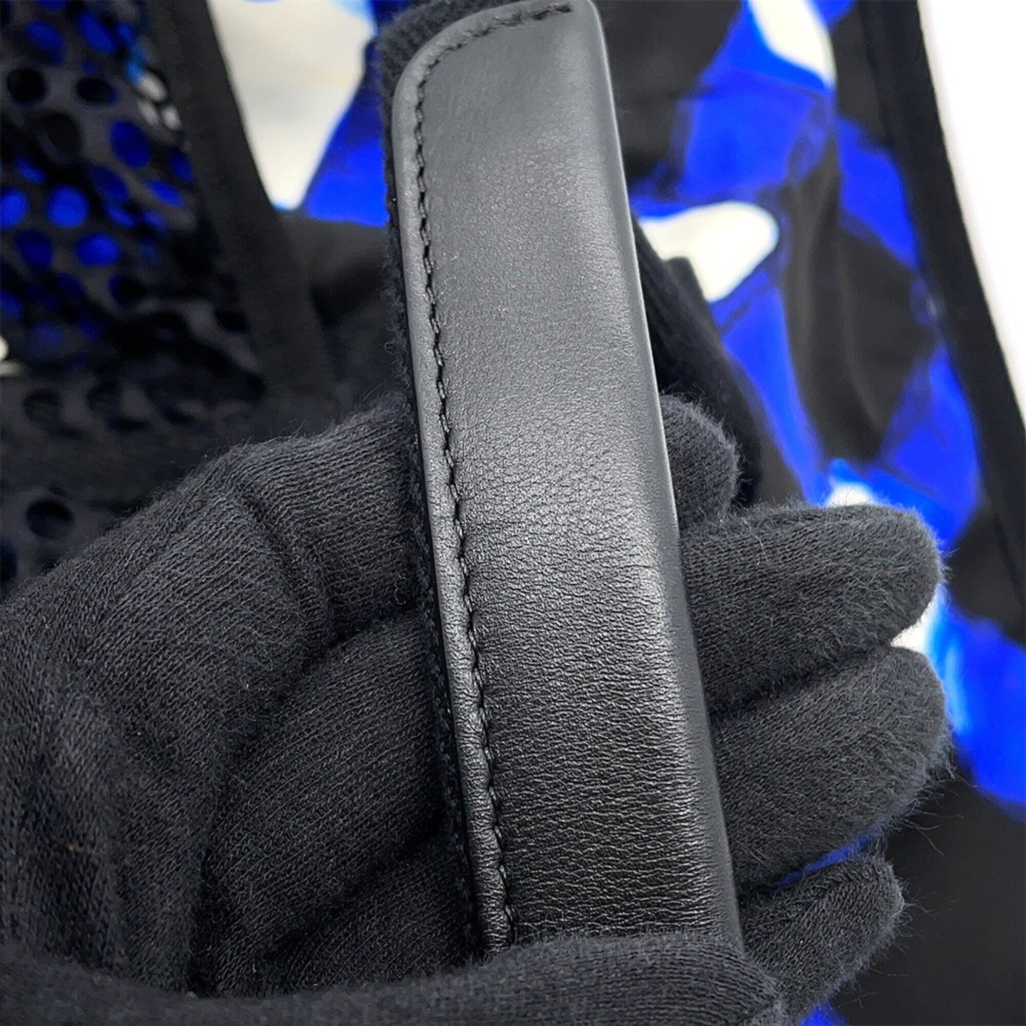 Chanel Black Blue White Nylon Handbag Shoulder Bag Tote Bag (Pre-Owned)