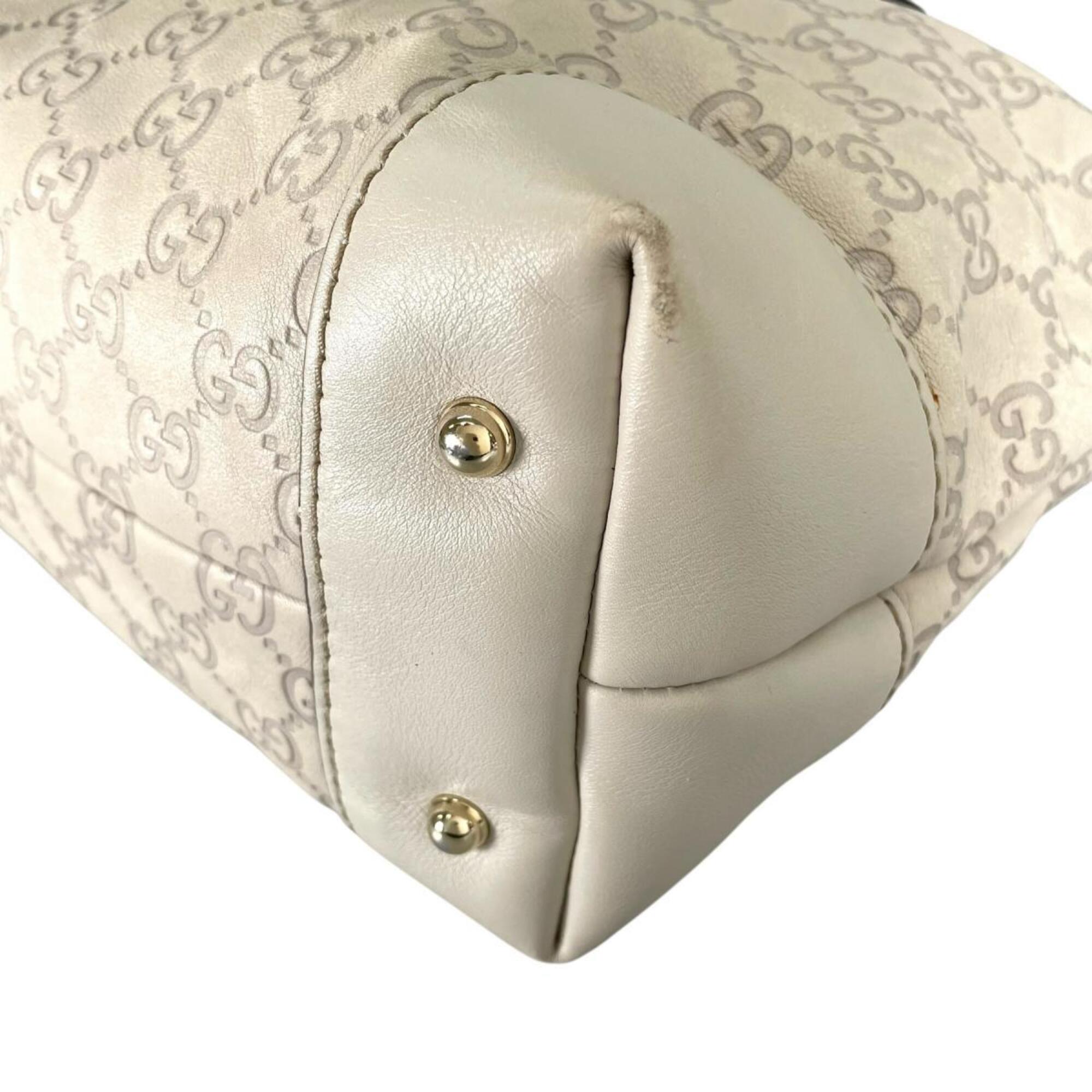 Gucci Beige Leather Shoulder Bag Tote Bag (Pre-Owned)
