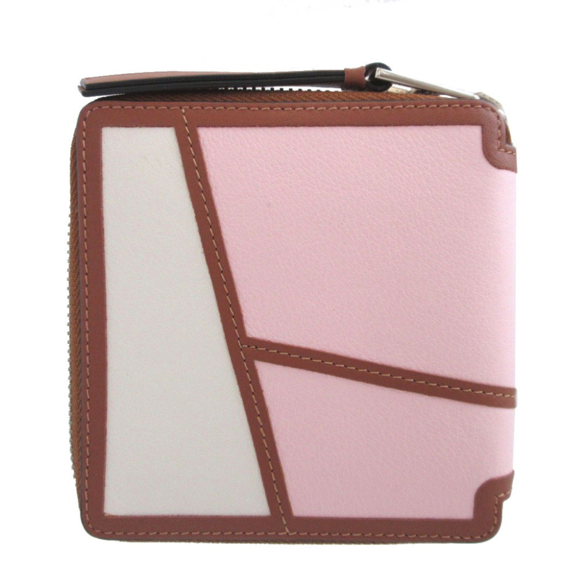 Loewe Brown Ivory Pink Leather Wallet (Tri-Fold) (Pre-Owned)
