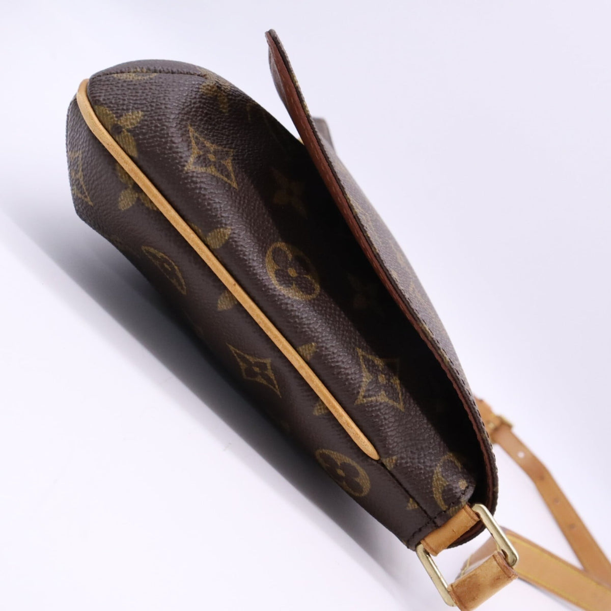 Louis Vuitton Beige Brown Coated Canvas Leather Shoulder Bag (Pre-Owned)