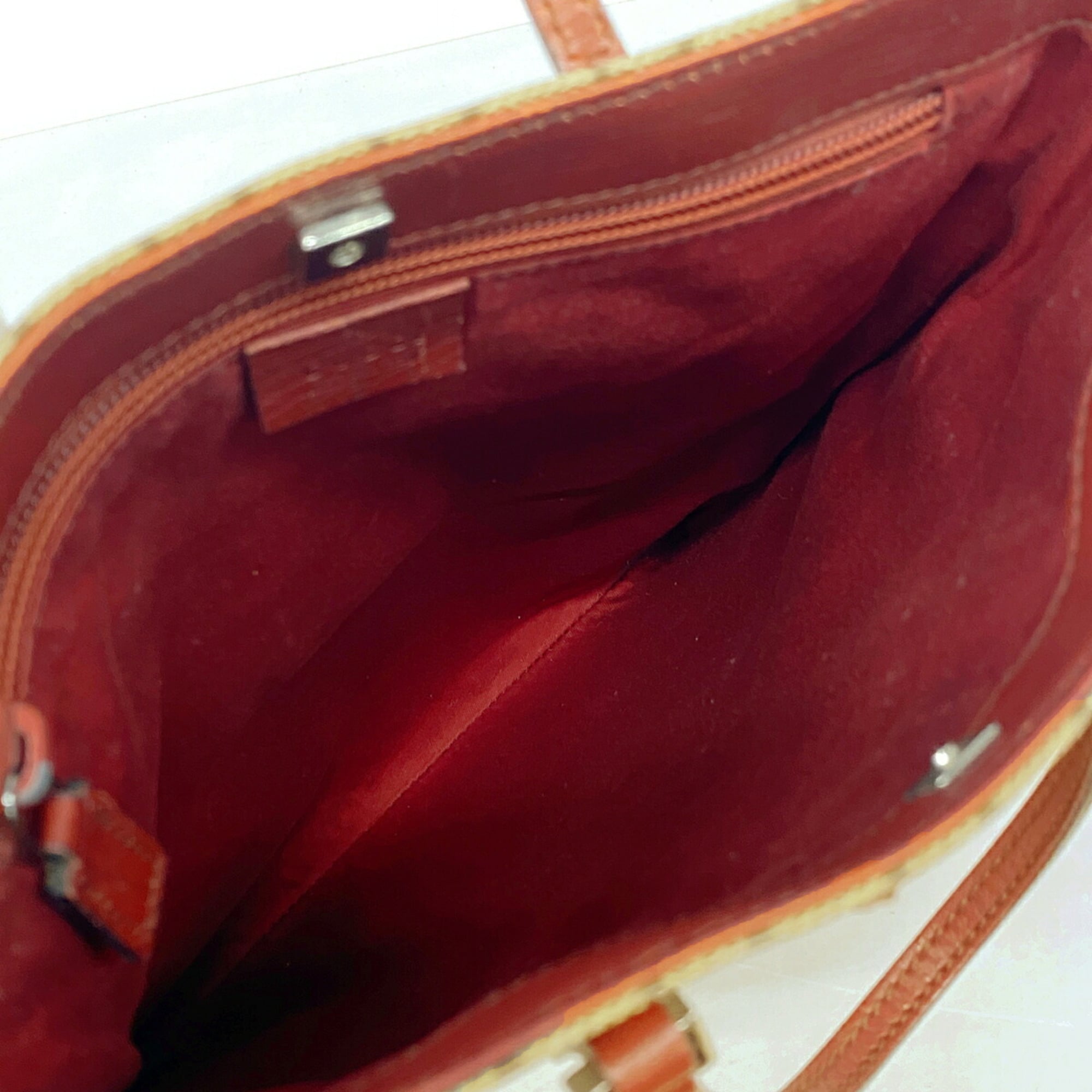 Gucci Brown Red Color Pvc Tote Bag (Pre-Owned)