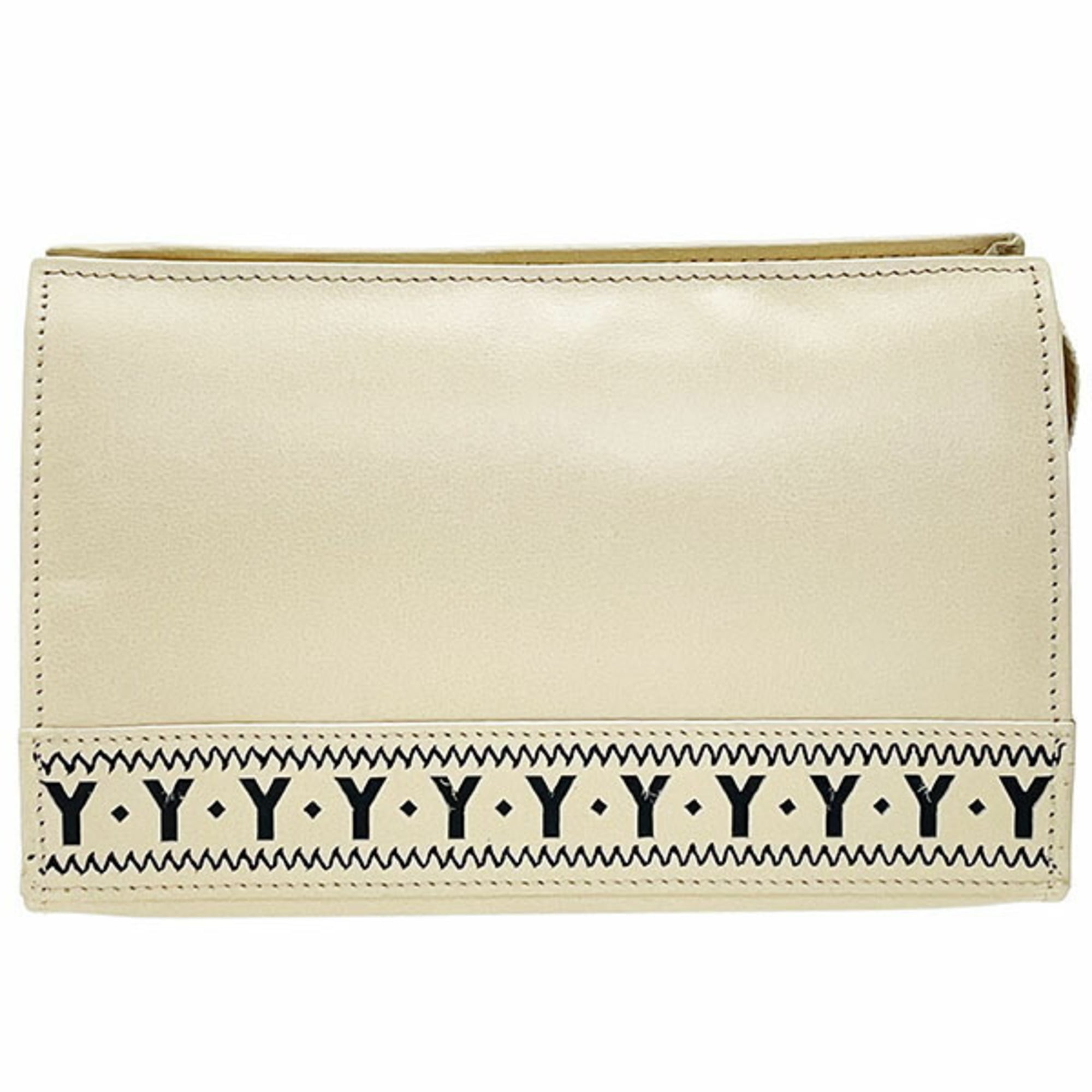 Yves Saint Laurent Cream Leather Pouch (Pre-Owned)