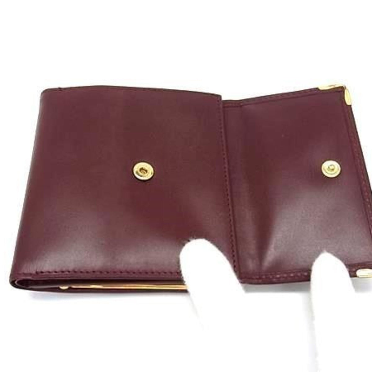 Cartier Bordeaux Leather Wallet (Tri-Fold) (Pre-Owned)