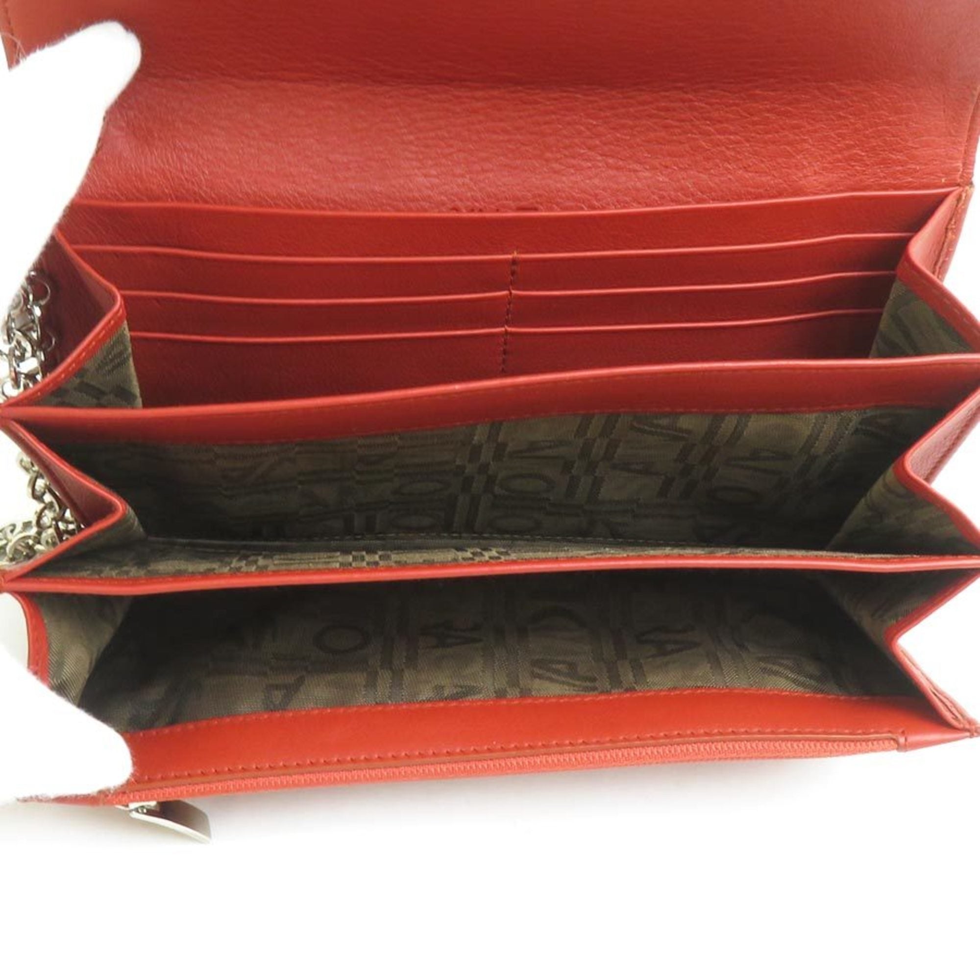 Salvatore Ferragamo Brown Orange Leather Long Wallet (Bi-Fold) (Pre-Owned)