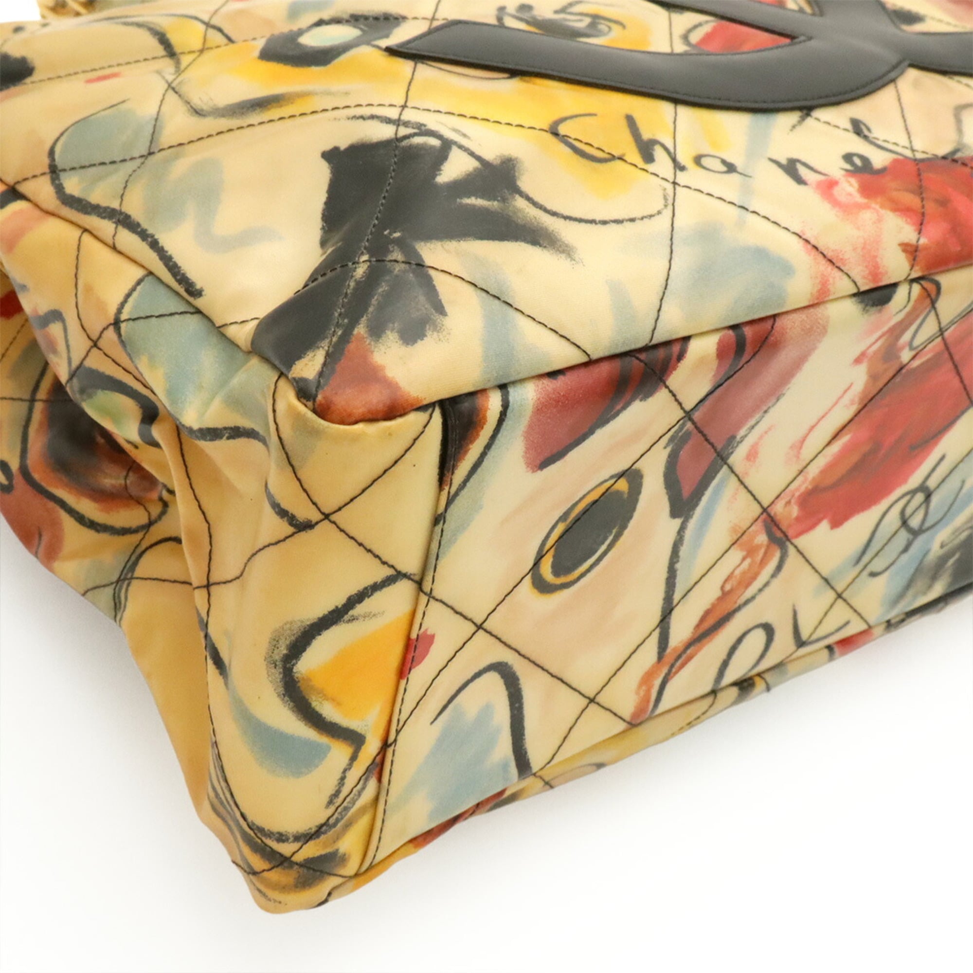 Chanel Multi-Color Yellow Coated Canvas Shoulder Bag (Pre-Owned)